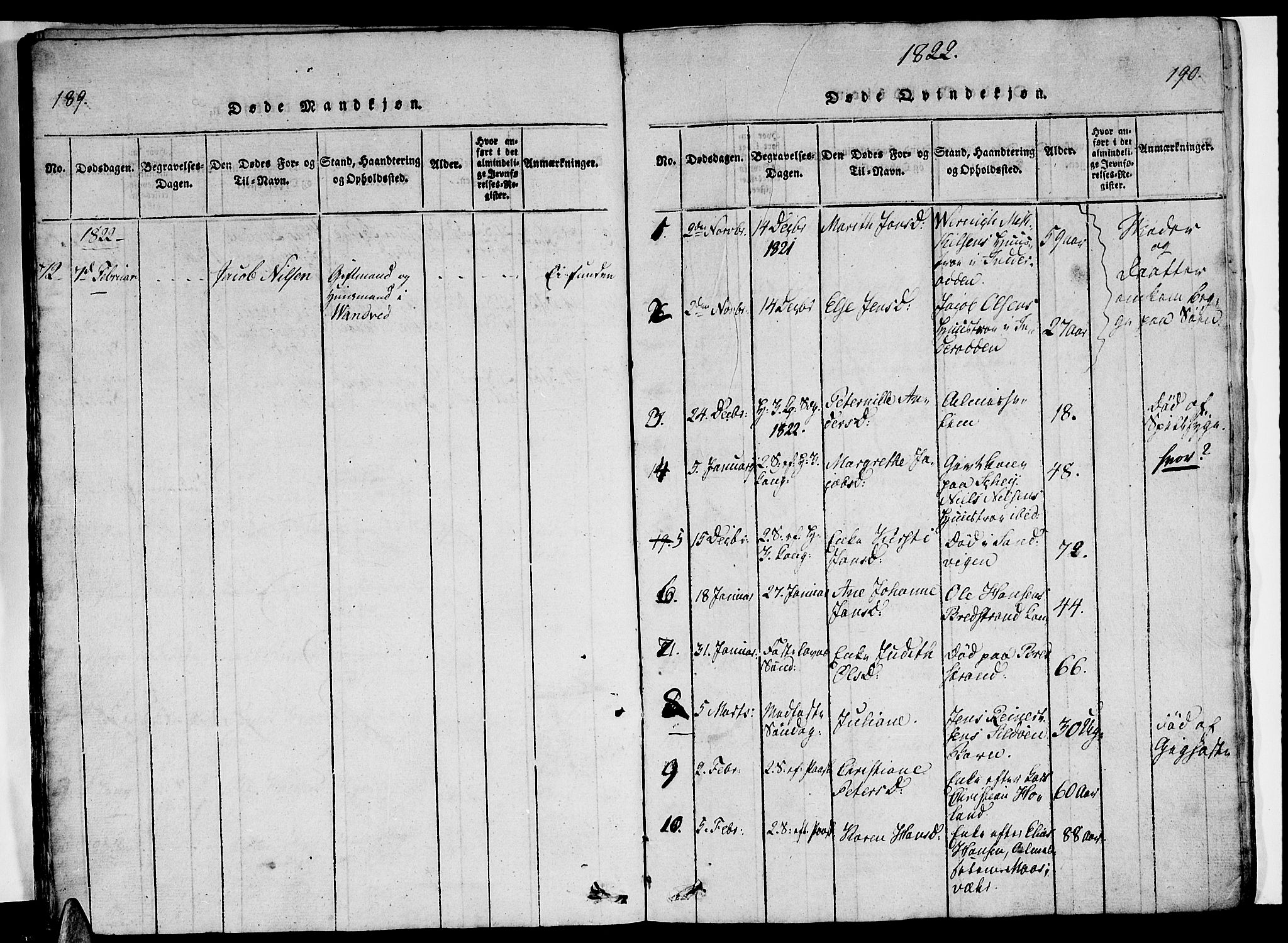 Ministerialprotokoller, klokkerbøker og fødselsregistre - Nordland, AV/SAT-A-1459/834/L0510: Parish register (copy) no. 834C01, 1820-1847, p. 189-190