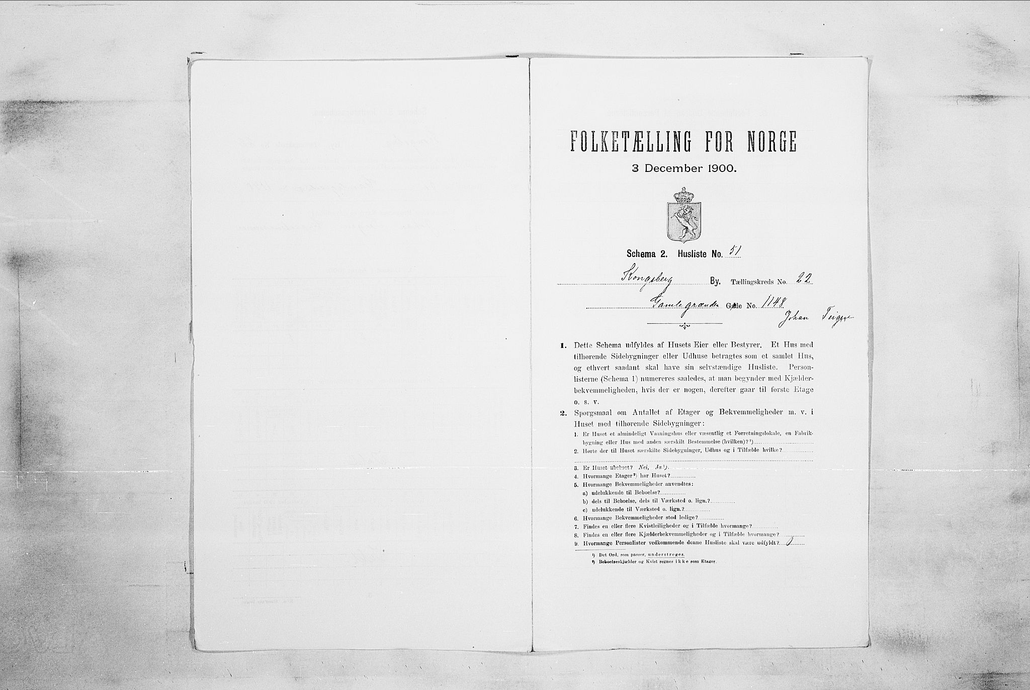 RA, 1900 census for Kongsberg, 1900, p. 4492