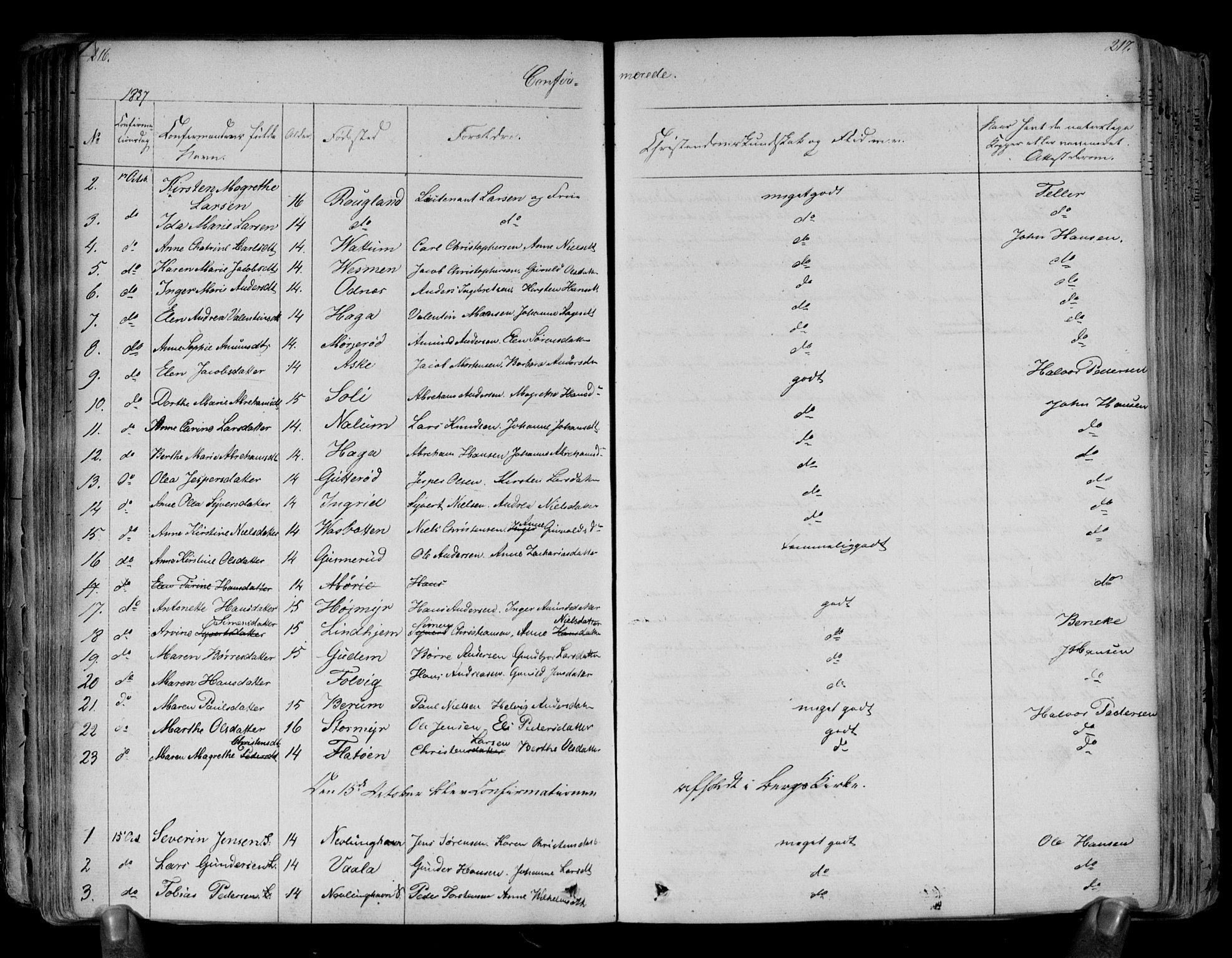 Brunlanes kirkebøker, AV/SAKO-A-342/F/Fa/L0003: Parish register (official) no. I 3, 1834-1845, p. 216-217