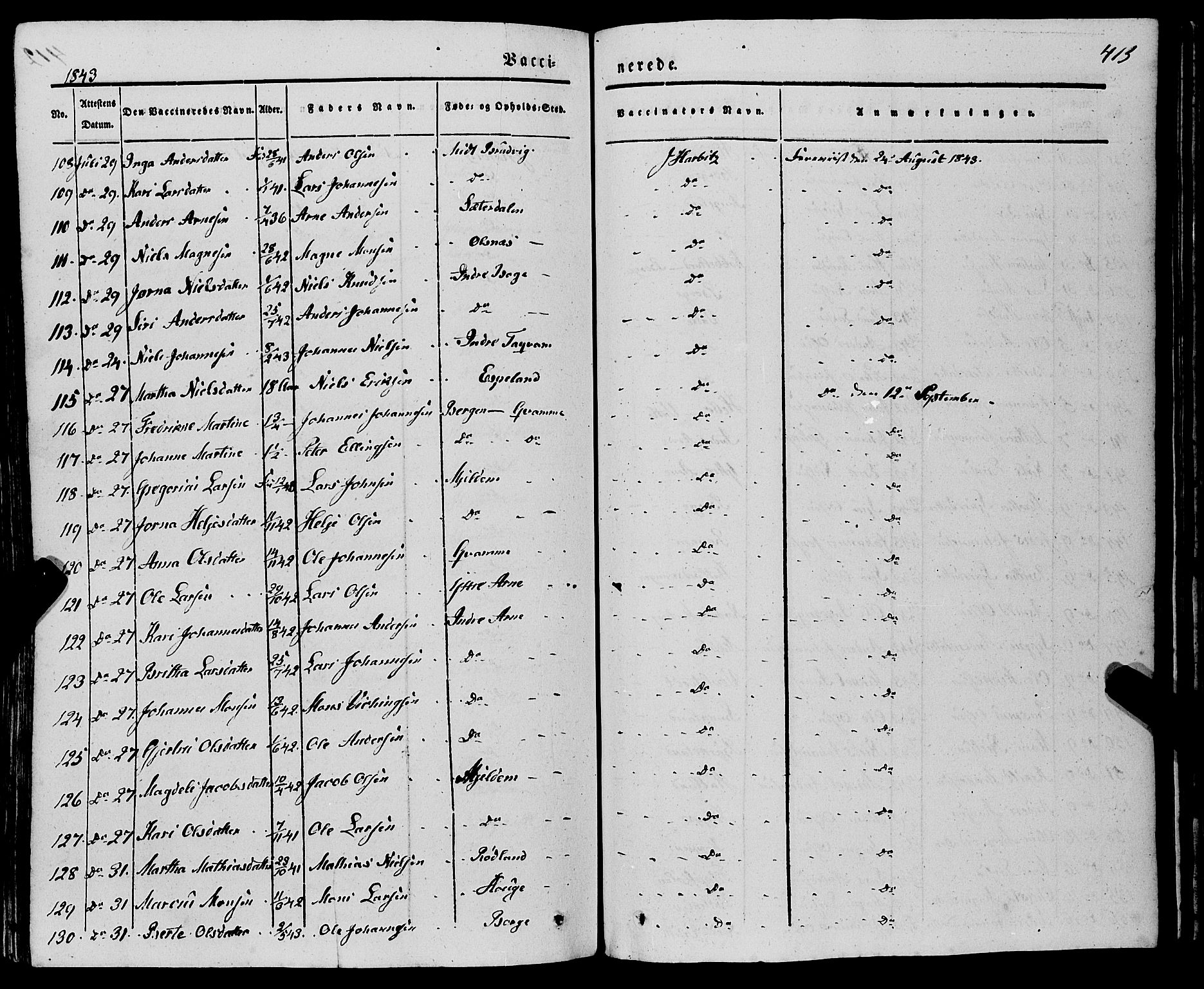 Haus sokneprestembete, AV/SAB-A-75601/H/Haa: Parish register (official) no. A 15, 1838-1847, p. 413