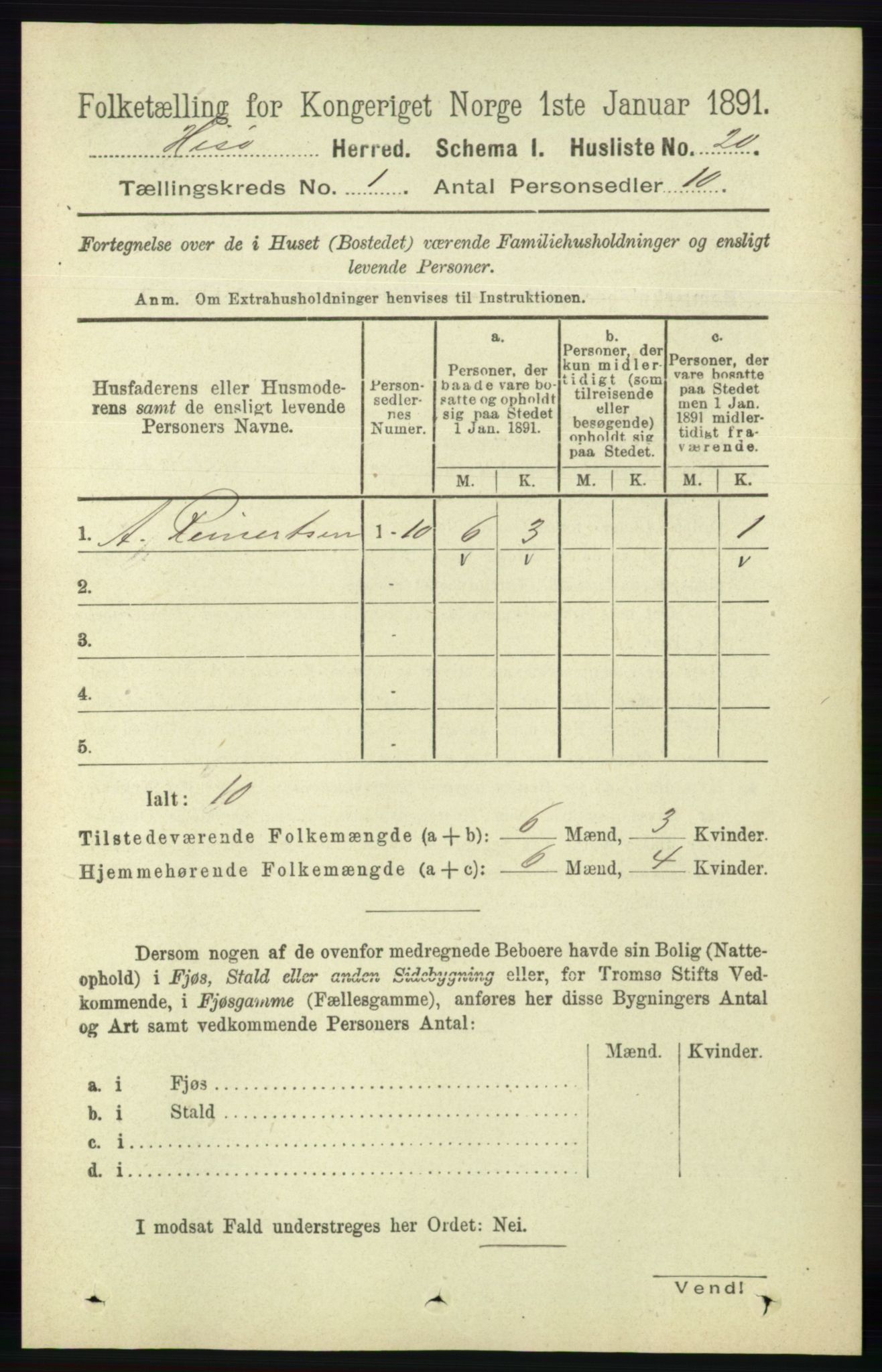 RA, 1891 census for 0922 Hisøy, 1891, p. 38