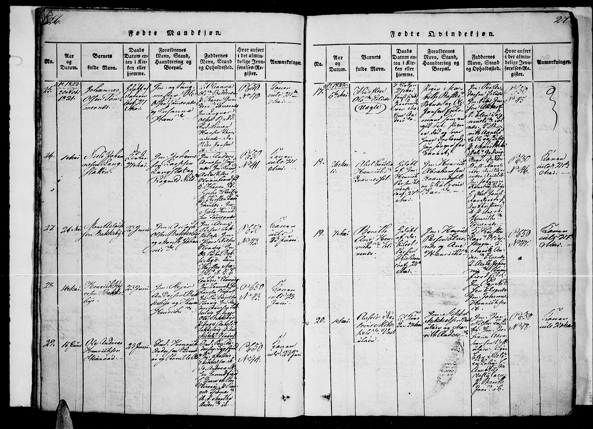 Skjervøy sokneprestkontor, AV/SATØ-S-1300/H/Ha/Haa/L0004kirke: Parish register (official) no. 4, 1820-1838, p. 26-27