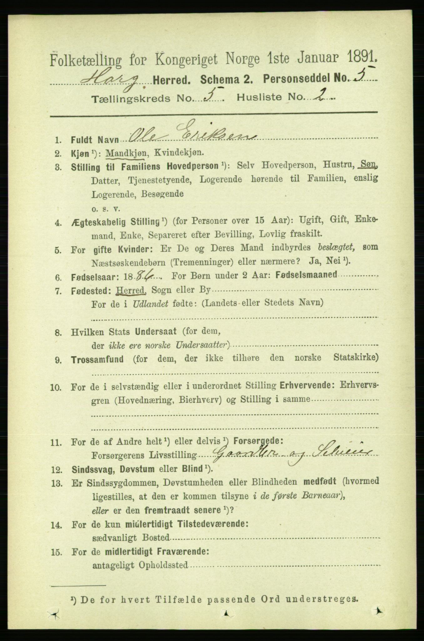 RA, 1891 census for 1650 Horg, 1891, p. 1936