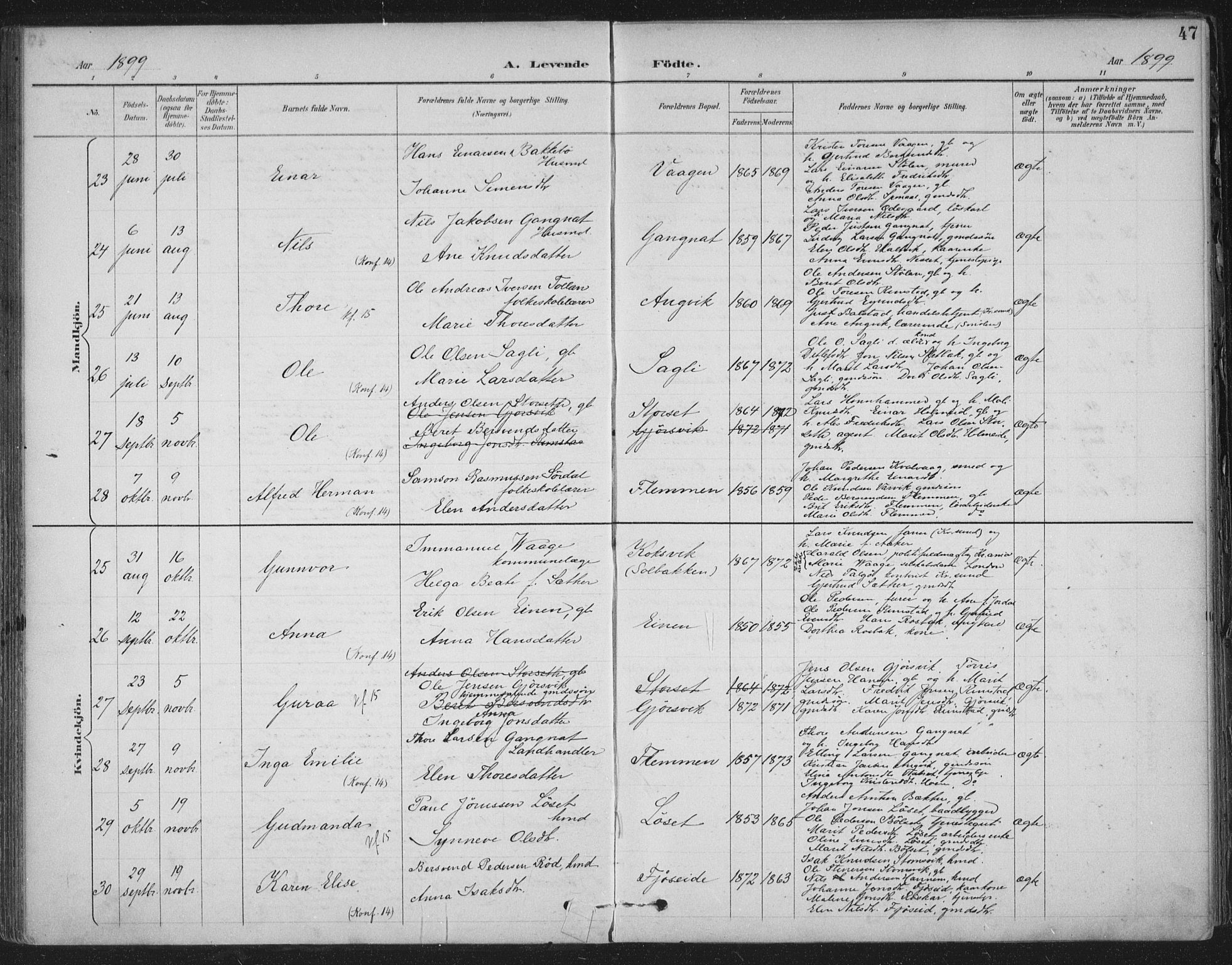 Ministerialprotokoller, klokkerbøker og fødselsregistre - Møre og Romsdal, AV/SAT-A-1454/586/L0988: Parish register (official) no. 586A14, 1893-1905, p. 47