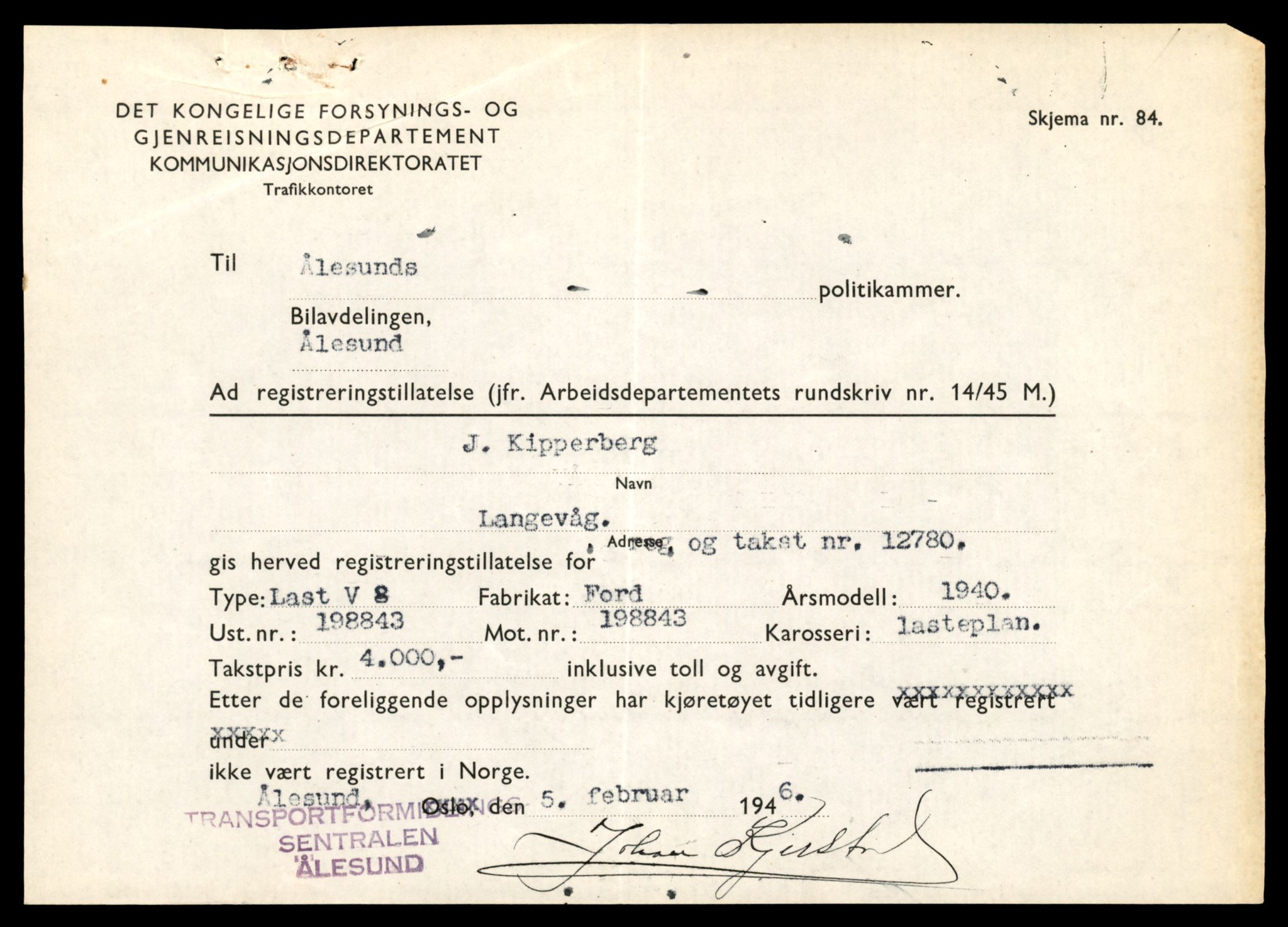 Møre og Romsdal vegkontor - Ålesund trafikkstasjon, AV/SAT-A-4099/F/Fe/L0016: Registreringskort for kjøretøy T 1851 - T 1984, 1927-1998, p. 2749