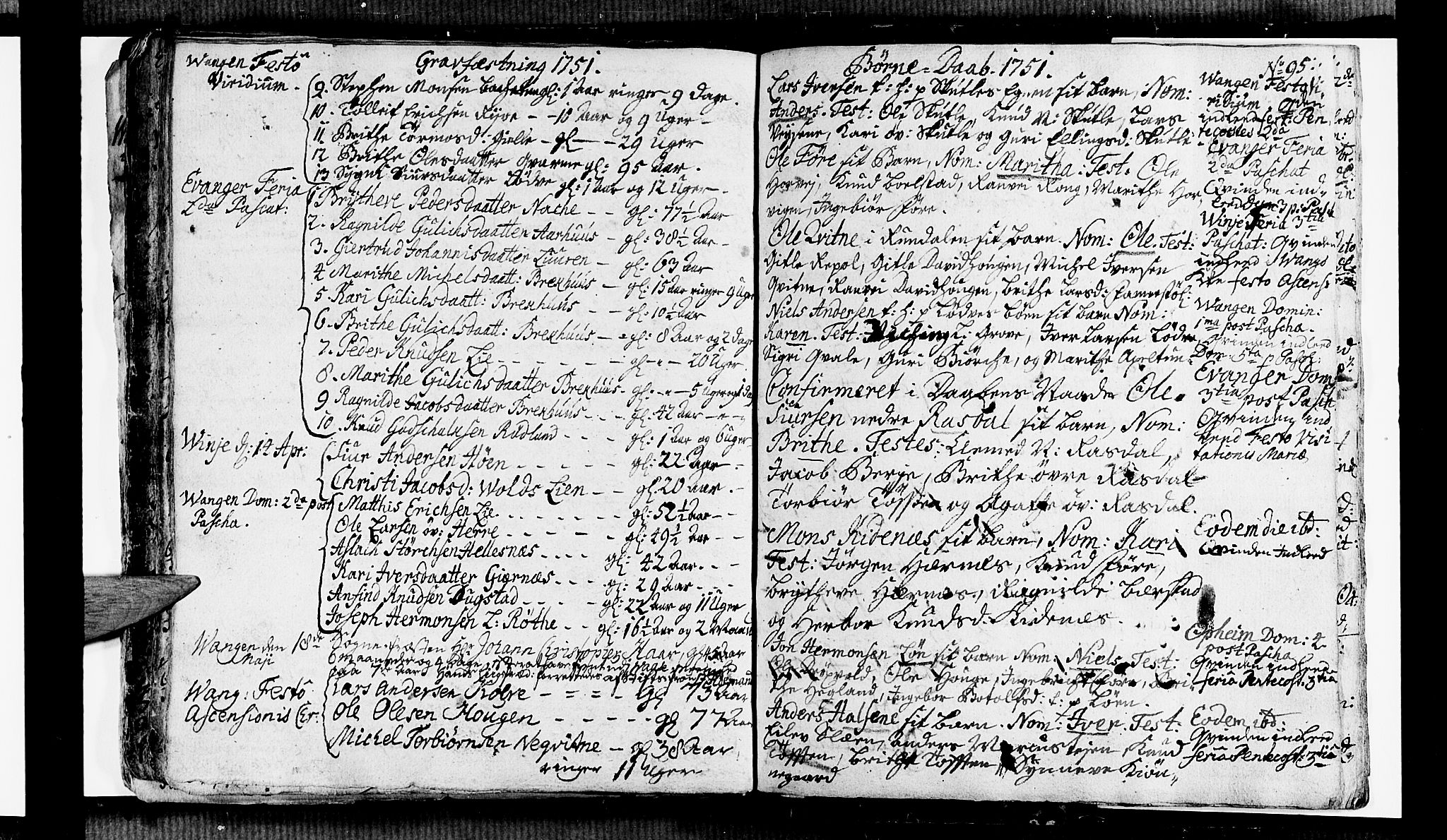 Voss sokneprestembete, AV/SAB-A-79001/H/Haa: Parish register (official) no. A 6, 1744-1752, p. 95