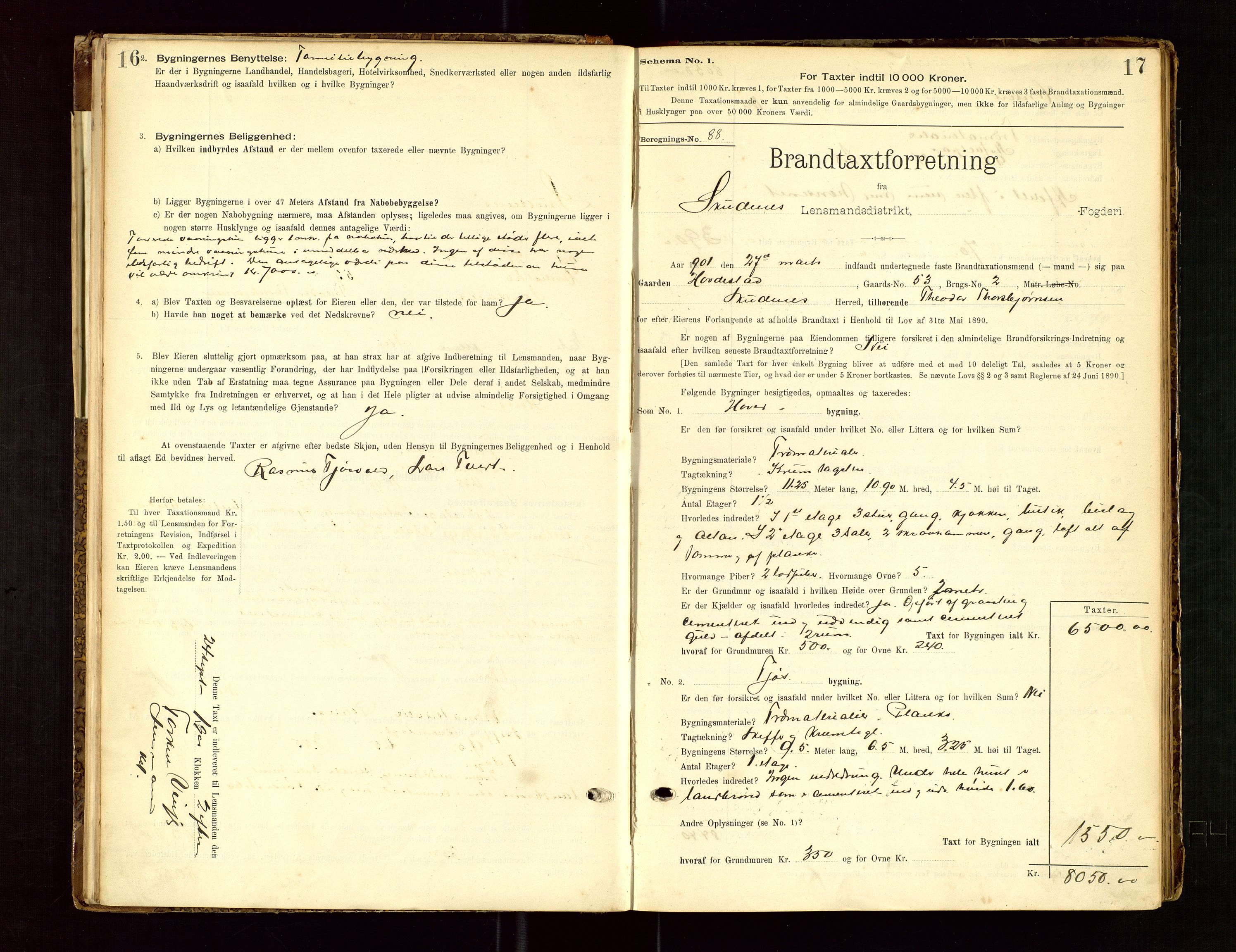 Skudenes lensmannskontor, SAST/A-100444/Gob/L0001: "Brandtaxationsprotokoll", 1895-1924, p. 16-17
