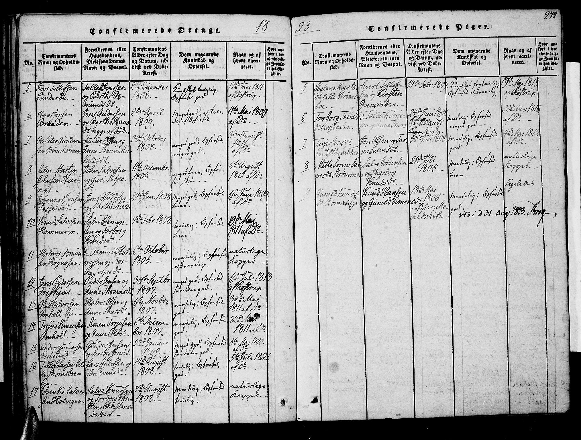 Øyestad sokneprestkontor, SAK/1111-0049/F/Fa/L0012: Parish register (official) no. A 12, 1816-1827, p. 272