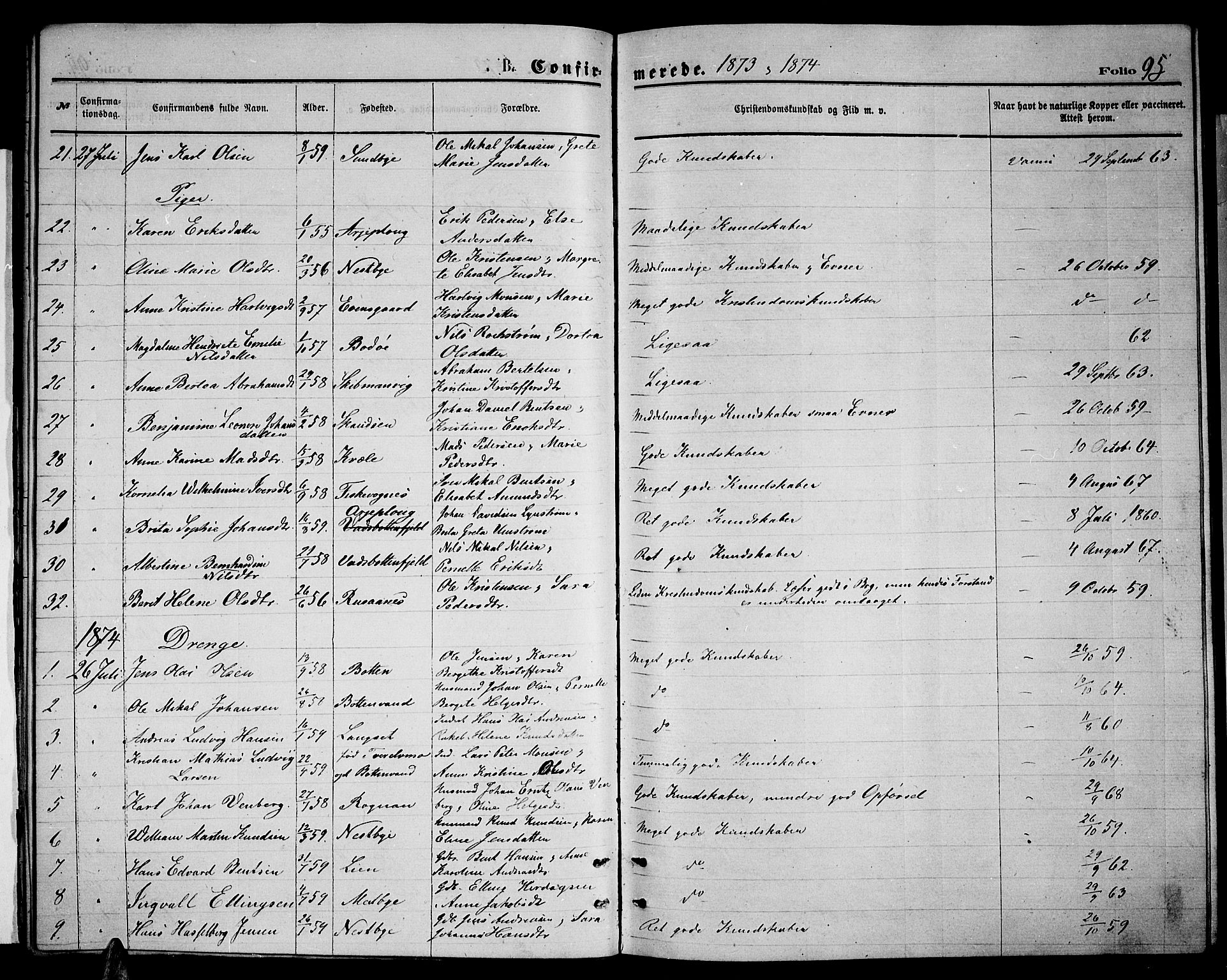 Ministerialprotokoller, klokkerbøker og fødselsregistre - Nordland, SAT/A-1459/847/L0679: Parish register (copy) no. 847C07, 1870-1888, p. 95
