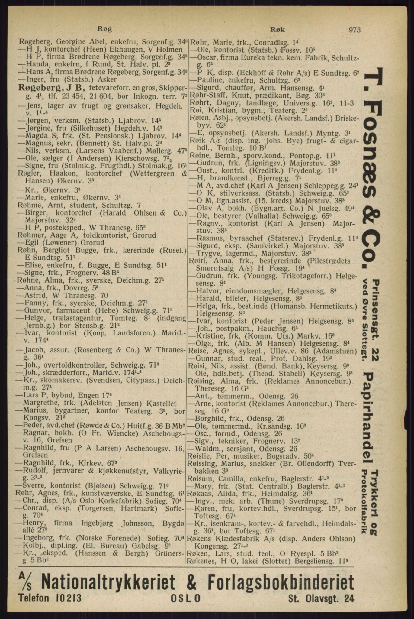 Kristiania/Oslo adressebok, PUBL/-, 1927, p. 973