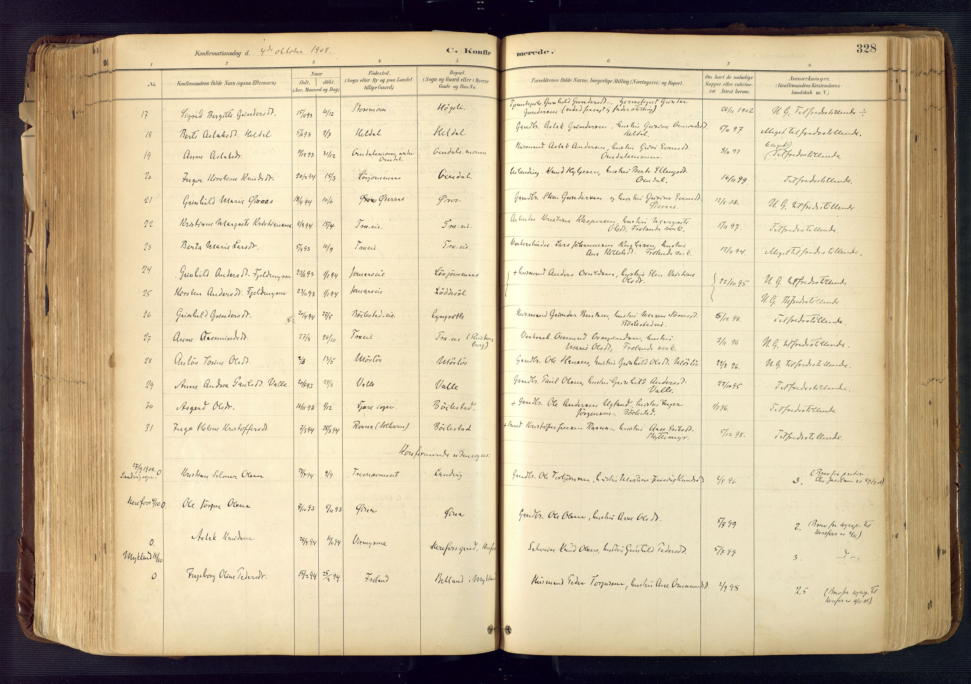 Froland sokneprestkontor, SAK/1111-0013/F/Fa/L0005: Parish register (official) no. A 5, 1882-1921, p. 328