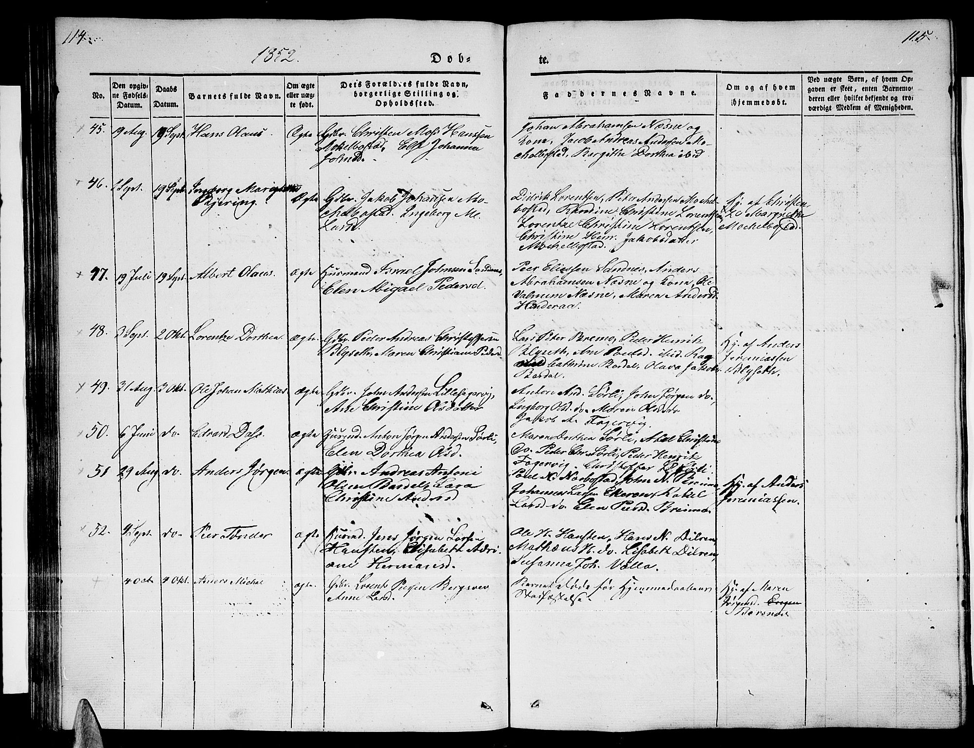Ministerialprotokoller, klokkerbøker og fødselsregistre - Nordland, AV/SAT-A-1459/838/L0555: Parish register (copy) no. 838C02, 1842-1861, p. 114-115