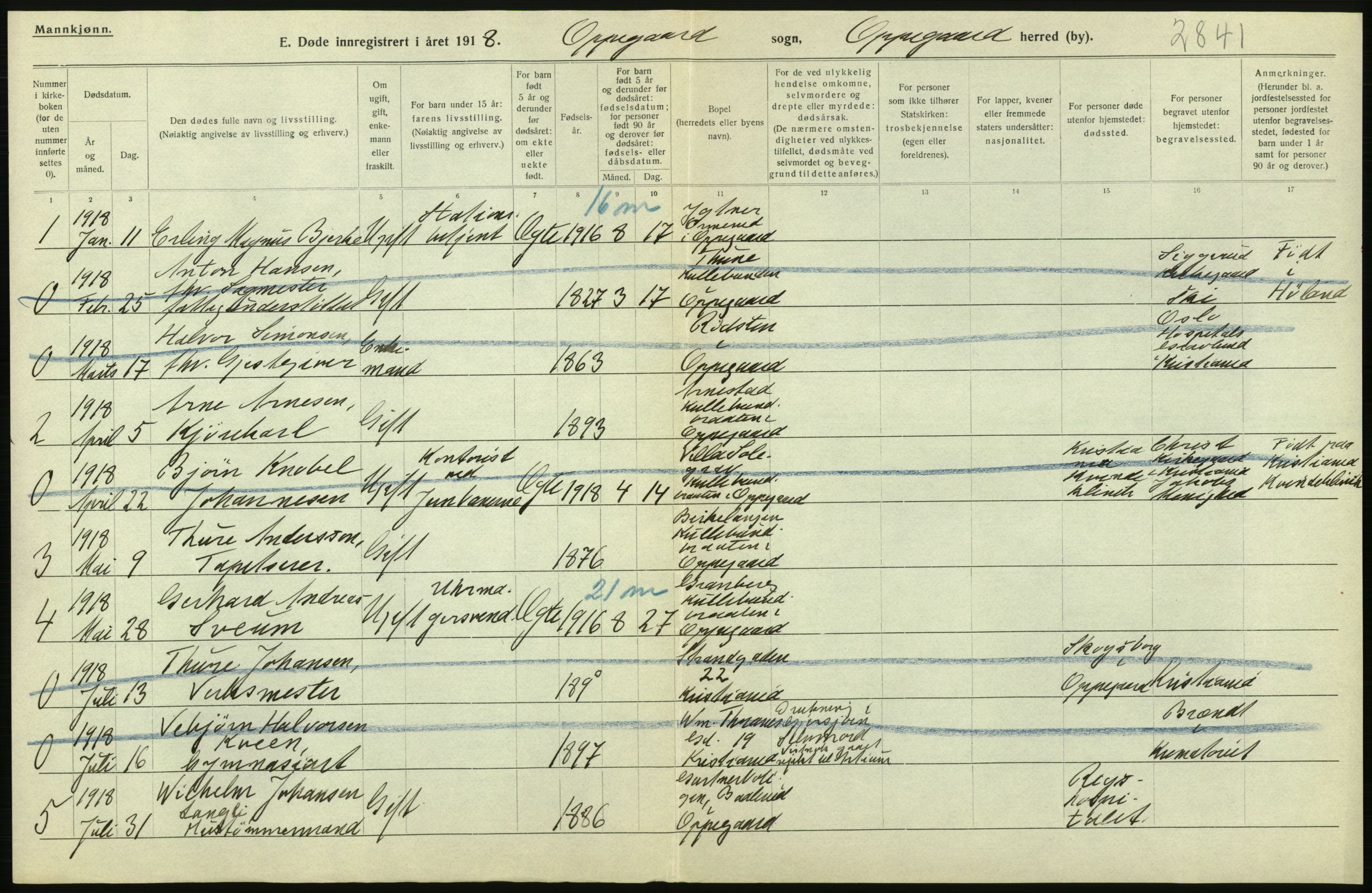 Statistisk sentralbyrå, Sosiodemografiske emner, Befolkning, AV/RA-S-2228/D/Df/Dfb/Dfbh/L0006: Akershus fylke: Døde. Bygder og byer., 1918, p. 58