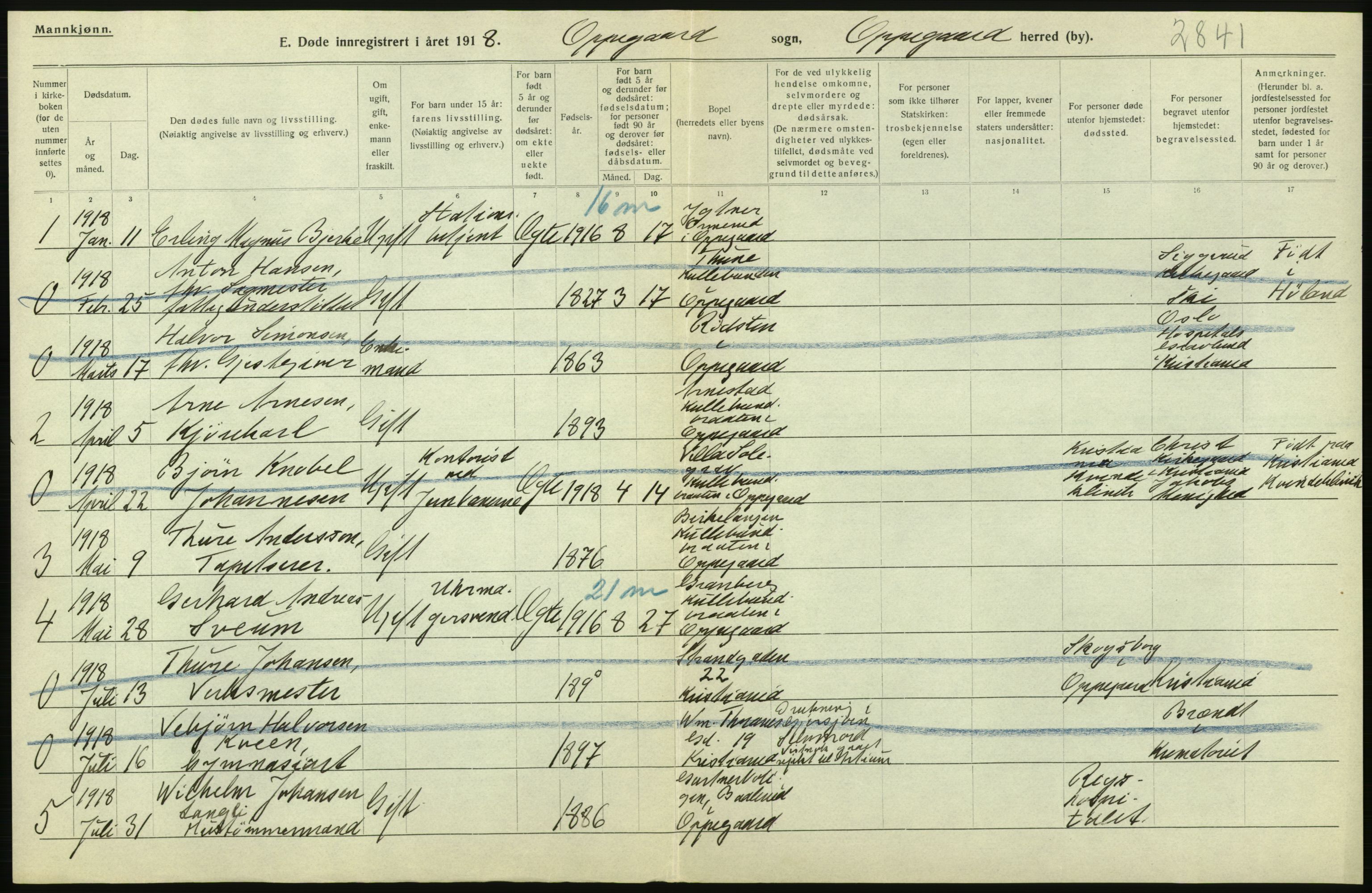 Statistisk sentralbyrå, Sosiodemografiske emner, Befolkning, RA/S-2228/D/Df/Dfb/Dfbh/L0006: Akershus fylke: Døde. Bygder og byer., 1918, p. 58