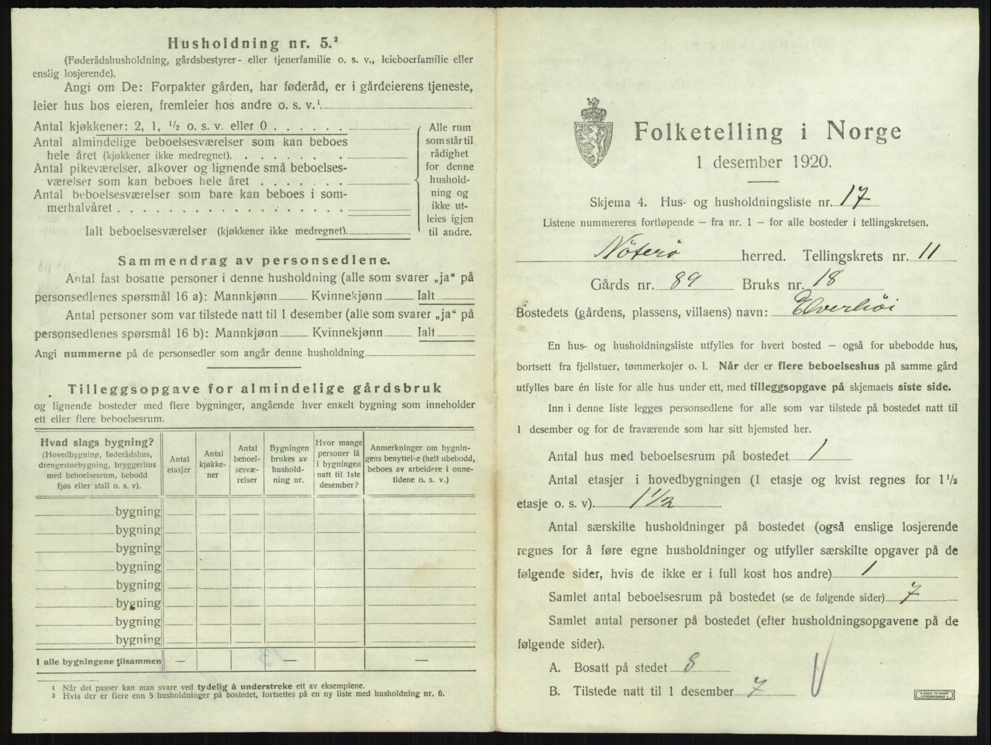 SAKO, 1920 census for Nøtterøy, 1920, p. 2242
