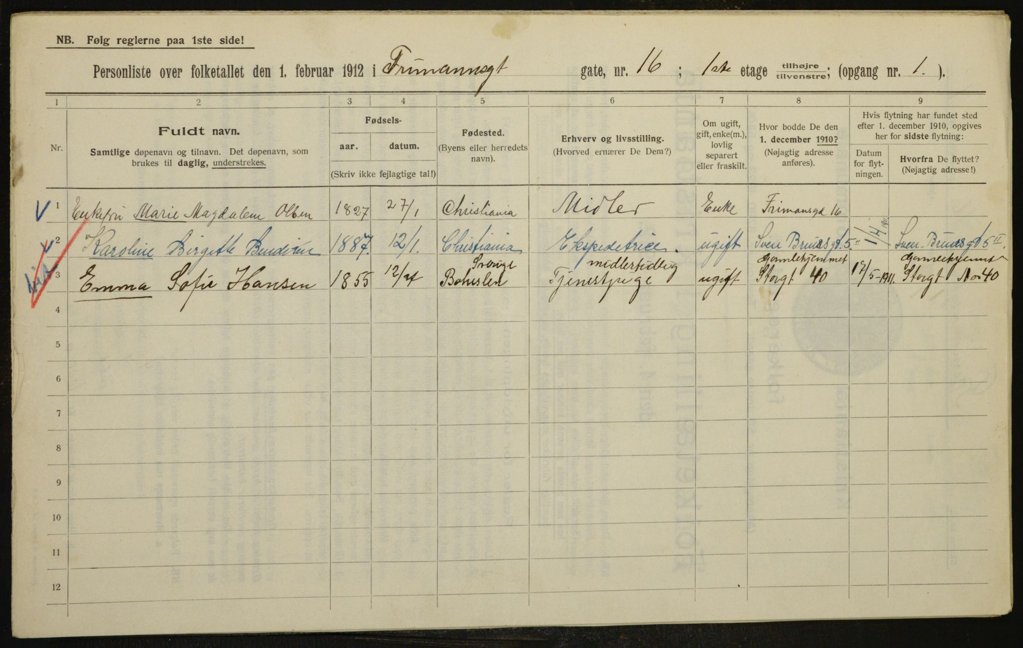 OBA, Municipal Census 1912 for Kristiania, 1912, p. 26812