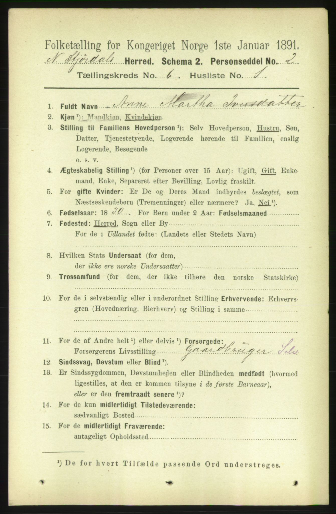 RA, 1891 census for 1714 Nedre Stjørdal, 1891, p. 2582