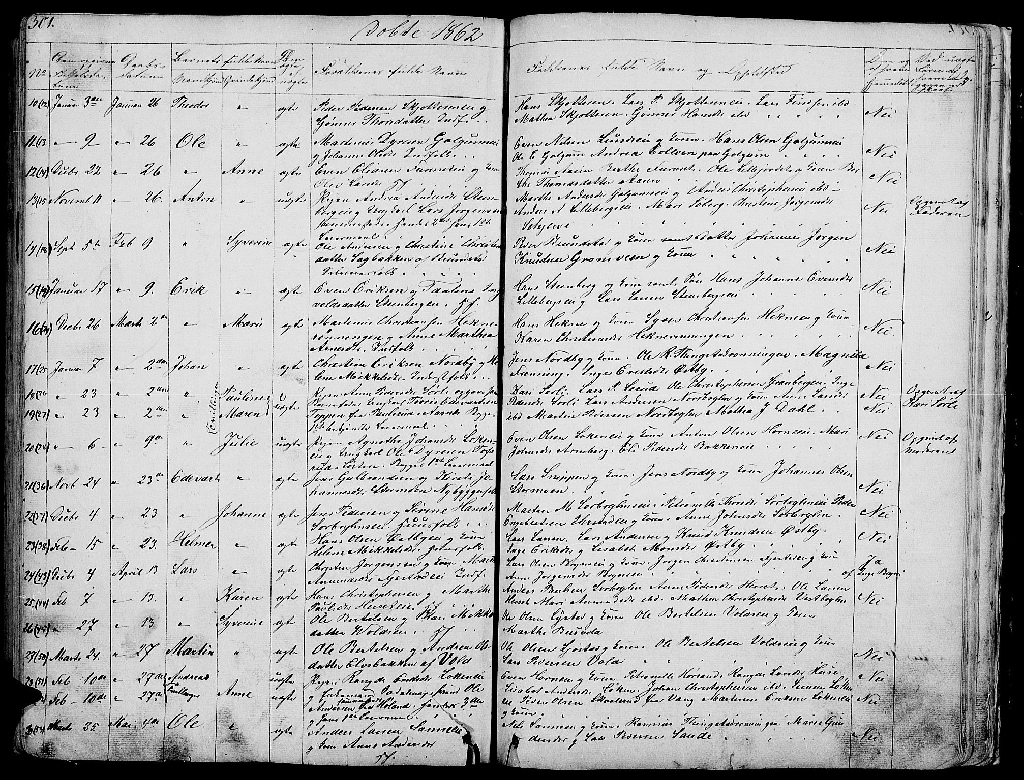Romedal prestekontor, SAH/PREST-004/L/L0009: Parish register (copy) no. 9, 1846-1866, p. 301