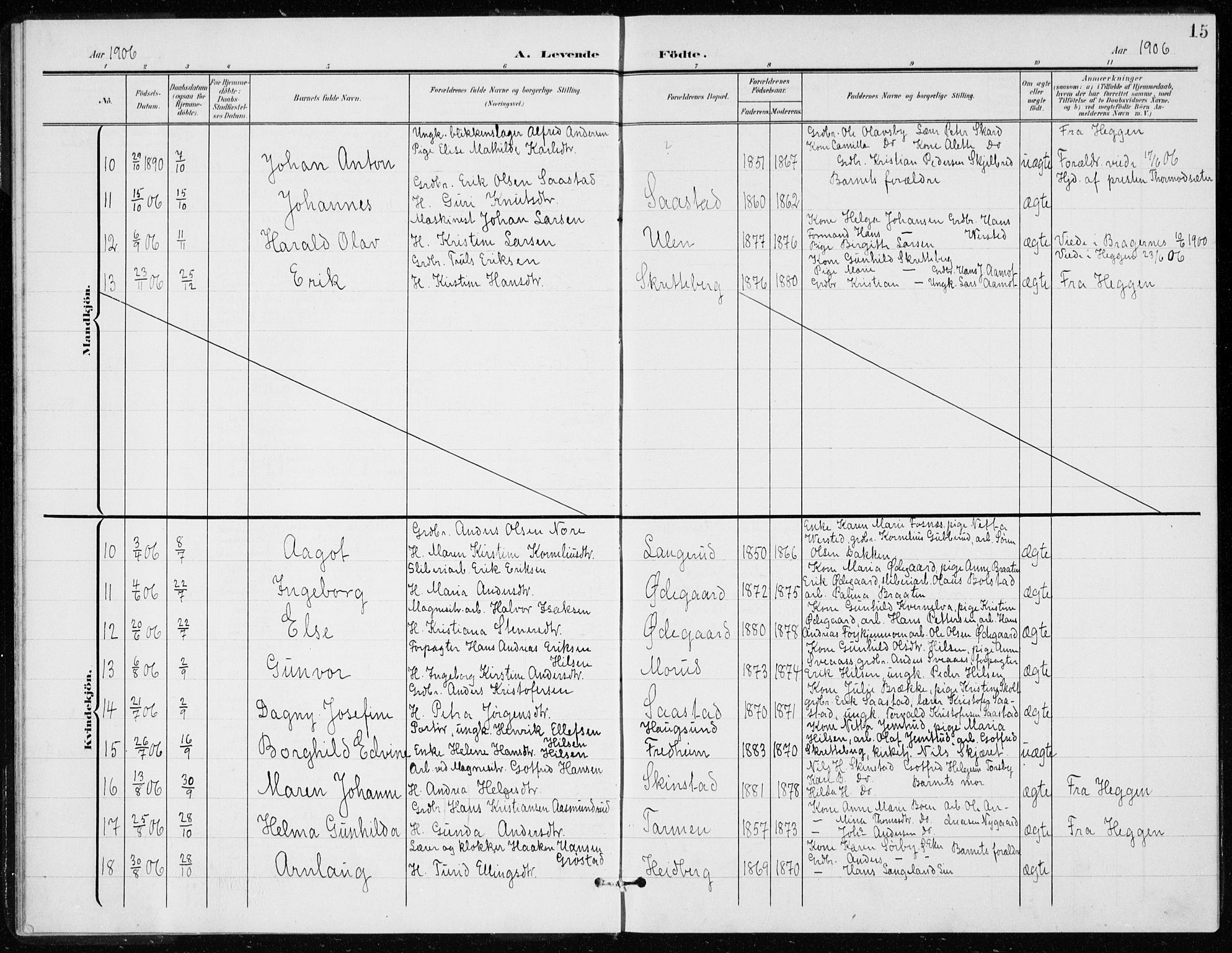 Modum kirkebøker, AV/SAKO-A-234/G/Gd/L0001: Parish register (copy) no. IV 1, 1901-1921, p. 15