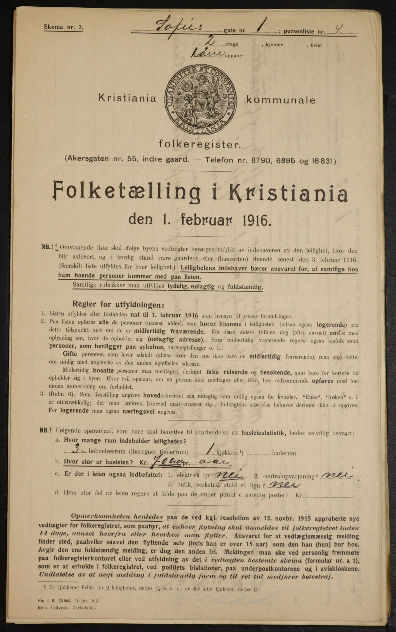 OBA, Municipal Census 1916 for Kristiania, 1916, p. 101168