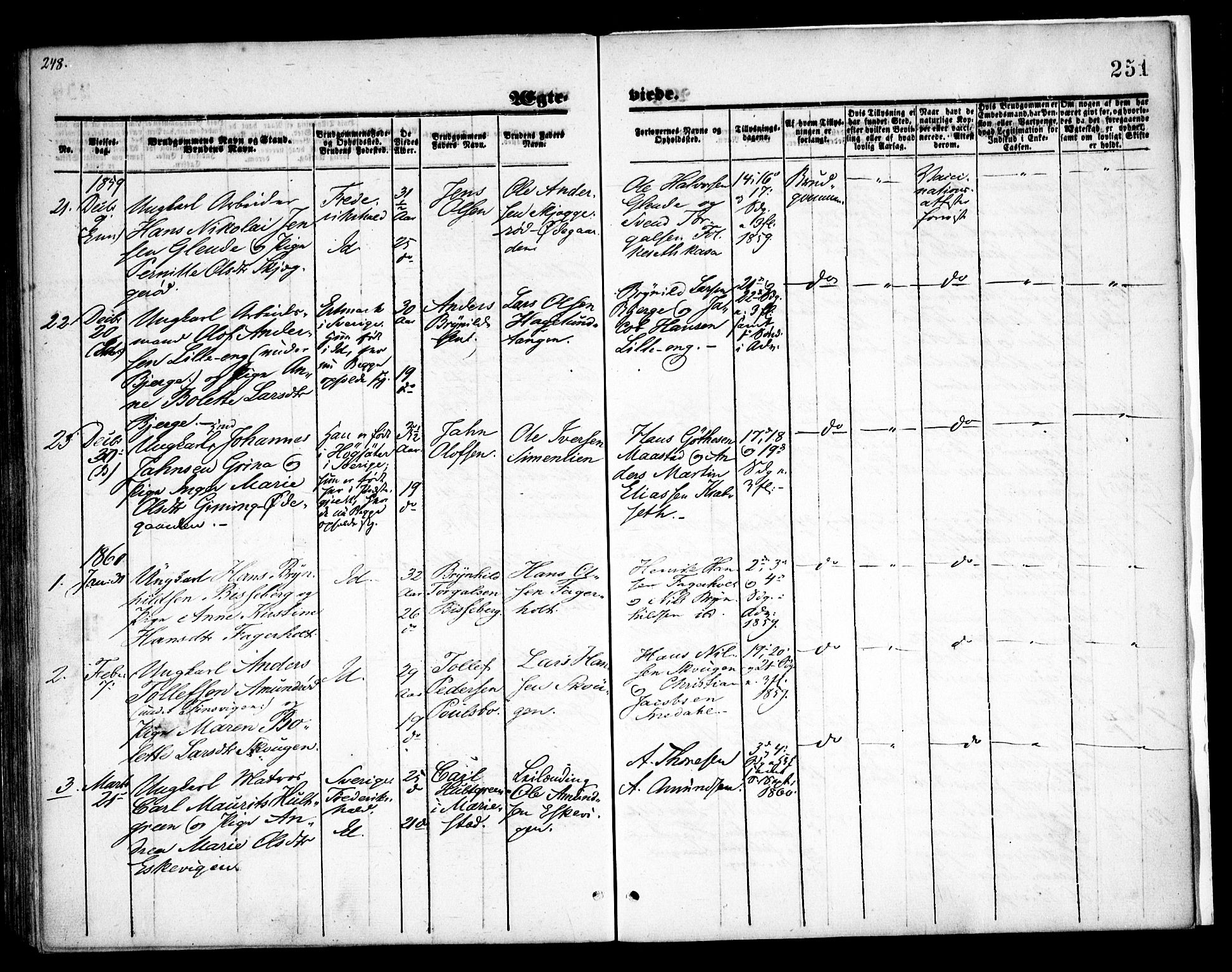 Idd prestekontor Kirkebøker, SAO/A-10911/F/Fc/L0004a: Parish register (official) no. III 4A, 1848-1860, p. 251