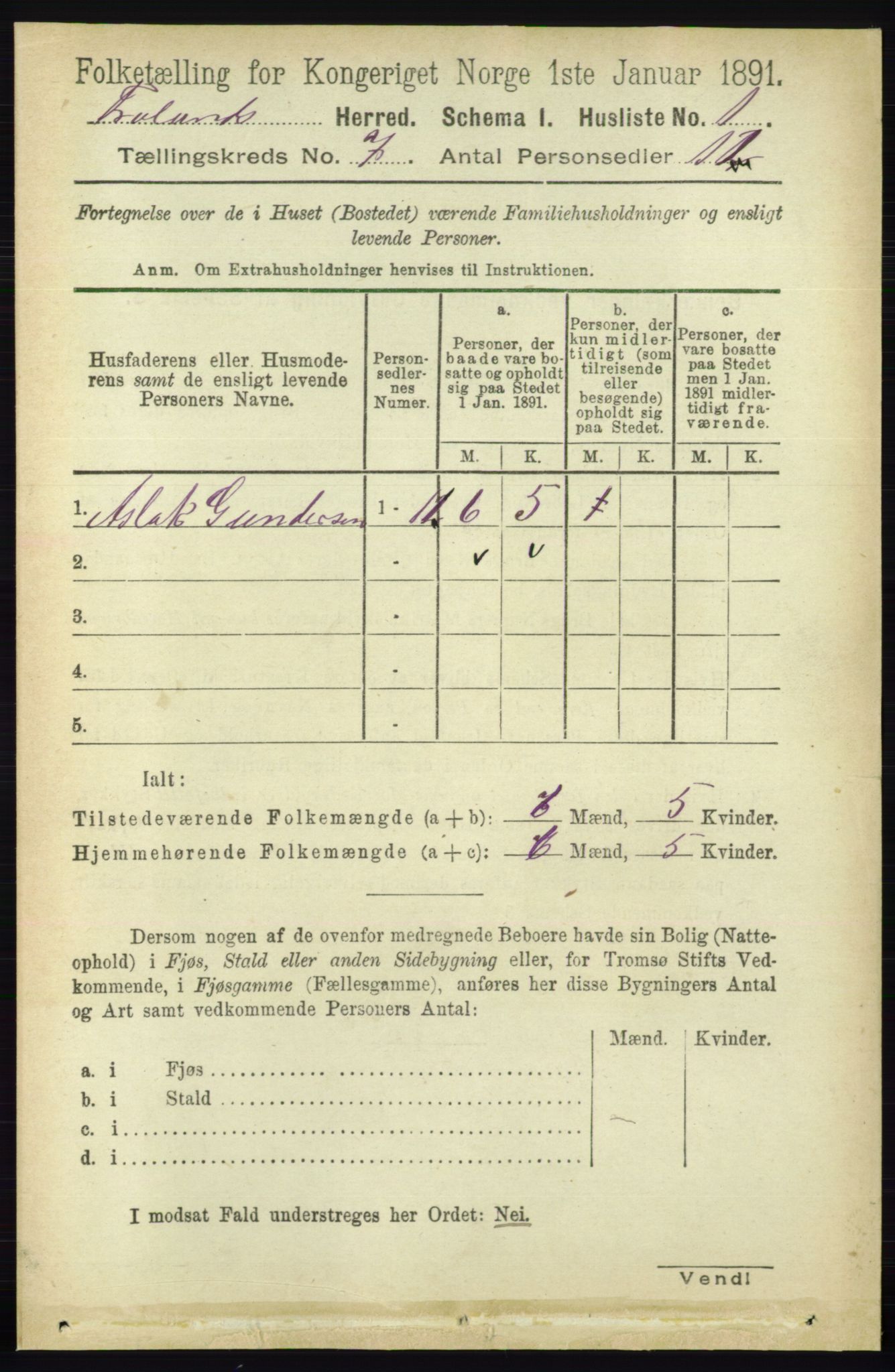RA, 1891 census for 0919 Froland, 1891, p. 2625