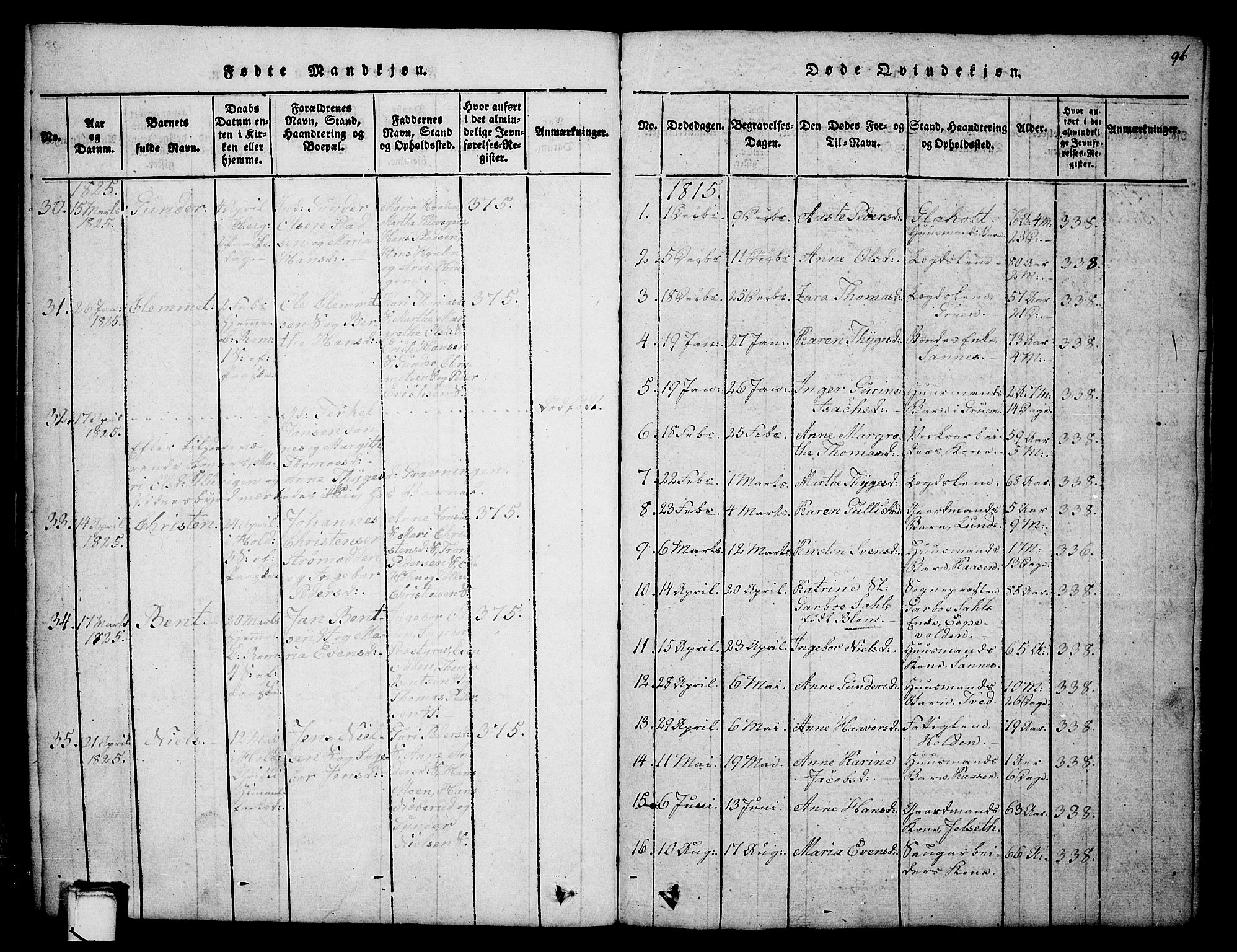 Holla kirkebøker, AV/SAKO-A-272/G/Ga/L0001: Parish register (copy) no. I 1, 1814-1830, p. 96