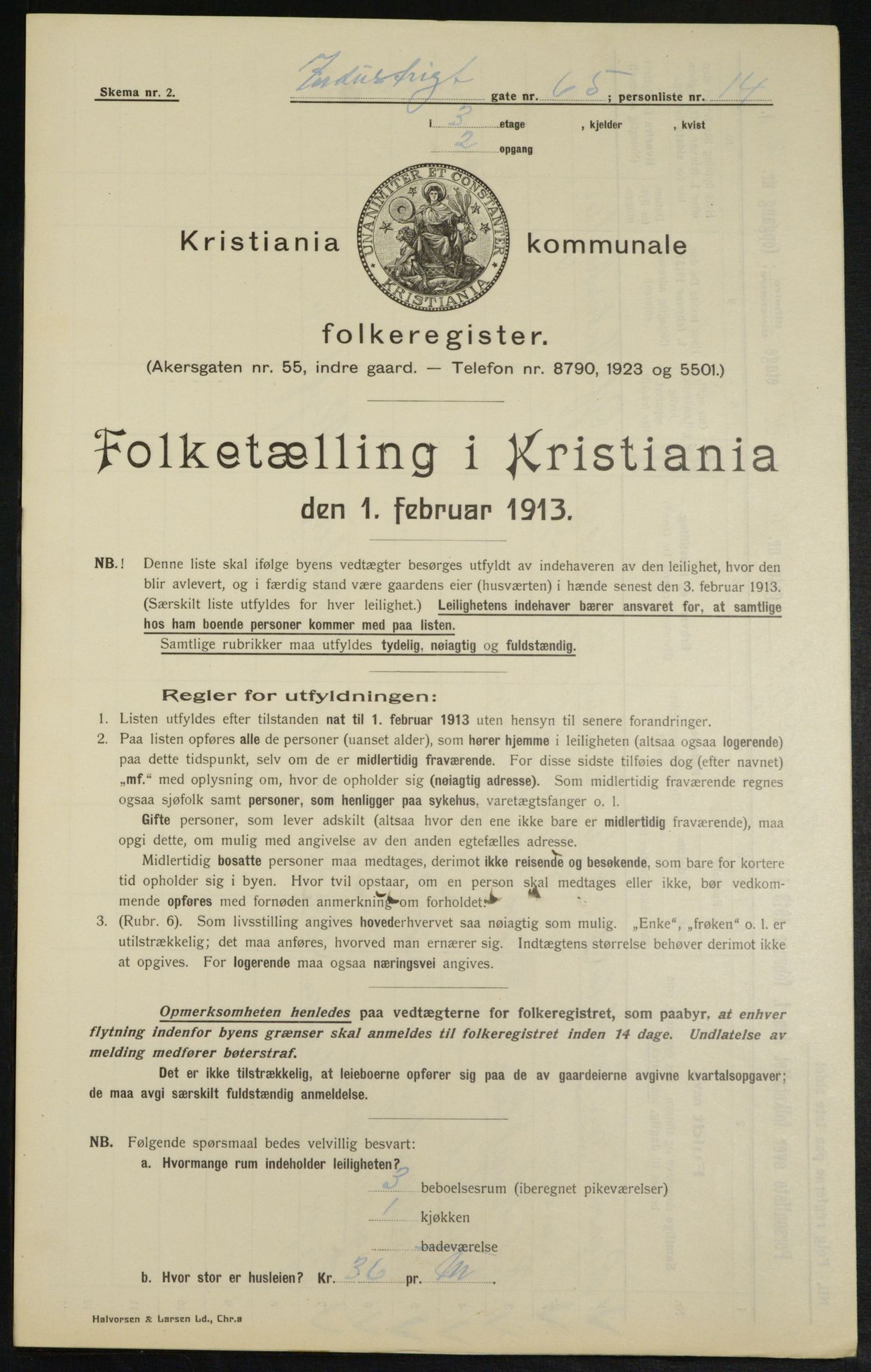 OBA, Municipal Census 1913 for Kristiania, 1913, p. 43534