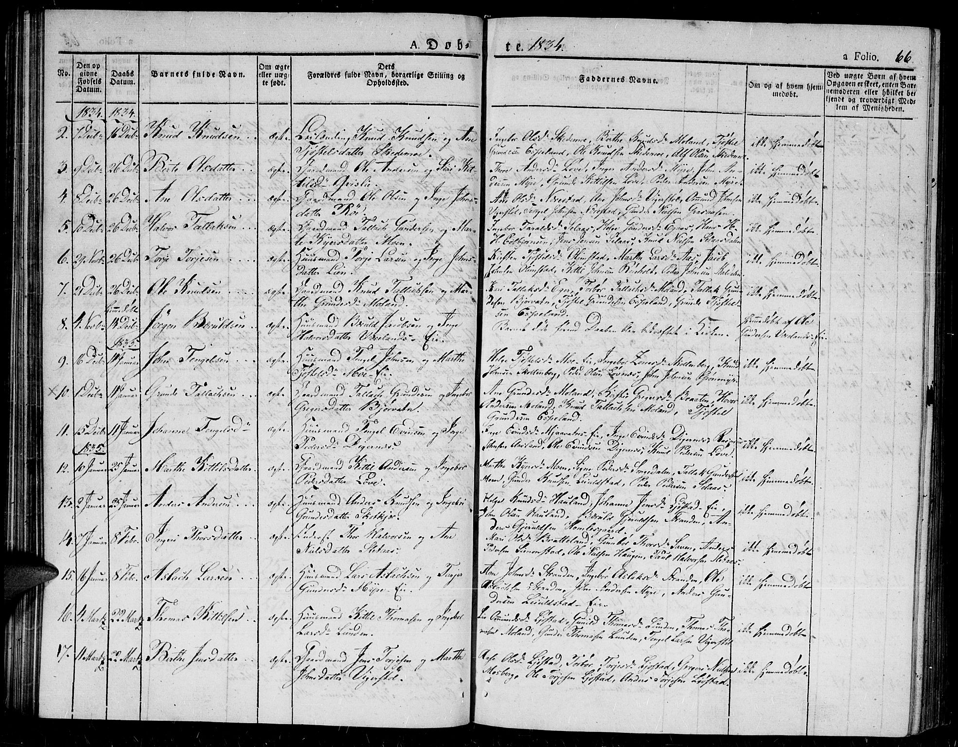 Gjerstad sokneprestkontor, AV/SAK-1111-0014/F/Fa/Fab/L0001: Parish register (official) no. A 1, 1820-1835, p. 66