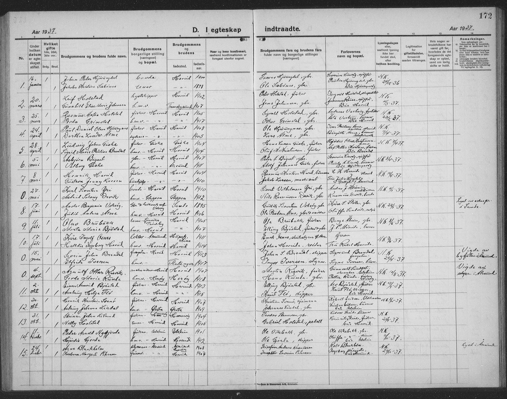 Ministerialprotokoller, klokkerbøker og fødselsregistre - Møre og Romsdal, SAT/A-1454/510/L0127: Parish register (copy) no. 510C04, 1923-1939, p. 172