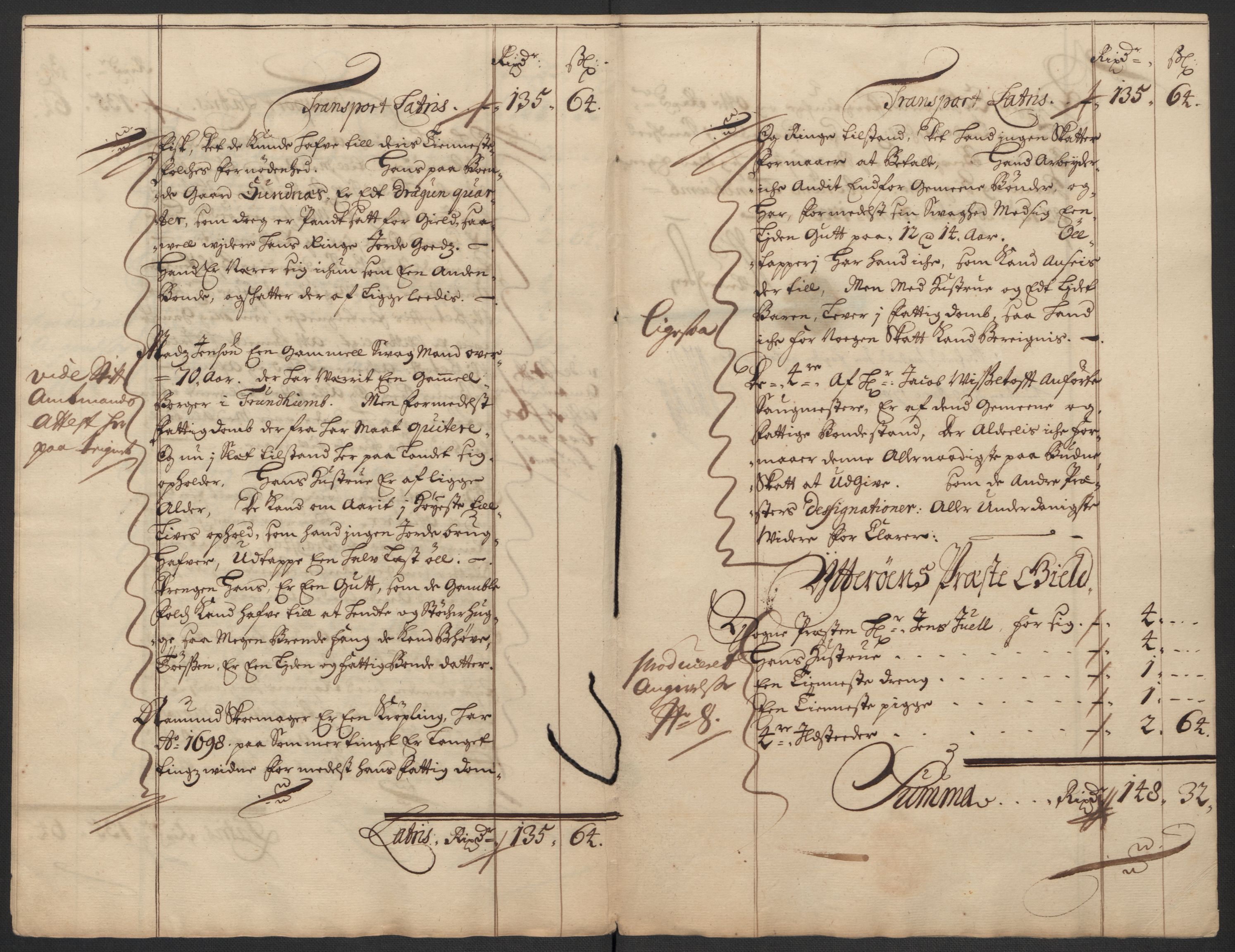 Rentekammeret inntil 1814, Reviderte regnskaper, Fogderegnskap, RA/EA-4092/R63/L4310: Fogderegnskap Inderøy, 1698-1699, p. 337