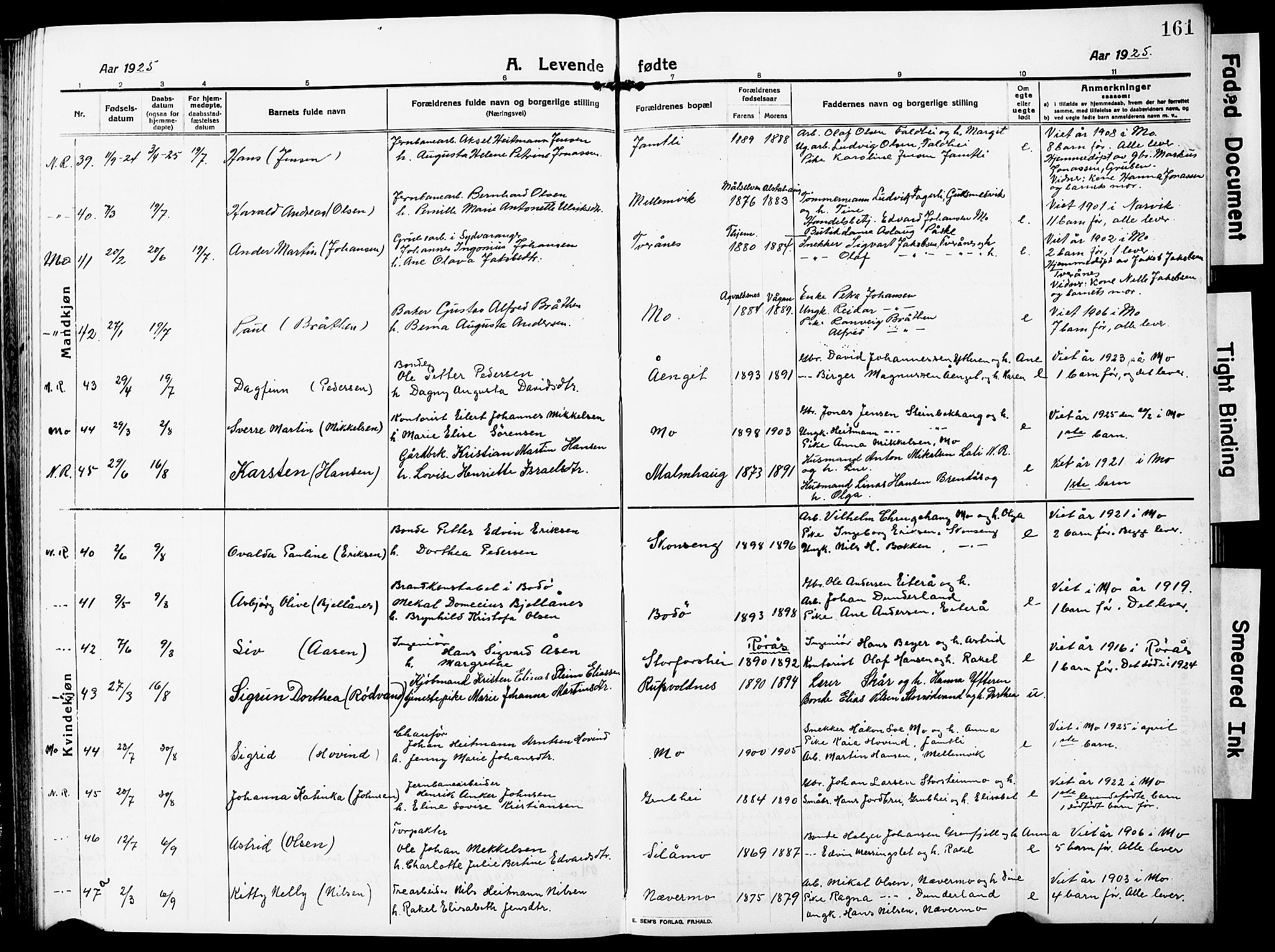 Ministerialprotokoller, klokkerbøker og fødselsregistre - Nordland, AV/SAT-A-1459/827/L0423: Parish register (copy) no. 827C12, 1912-1930, p. 161