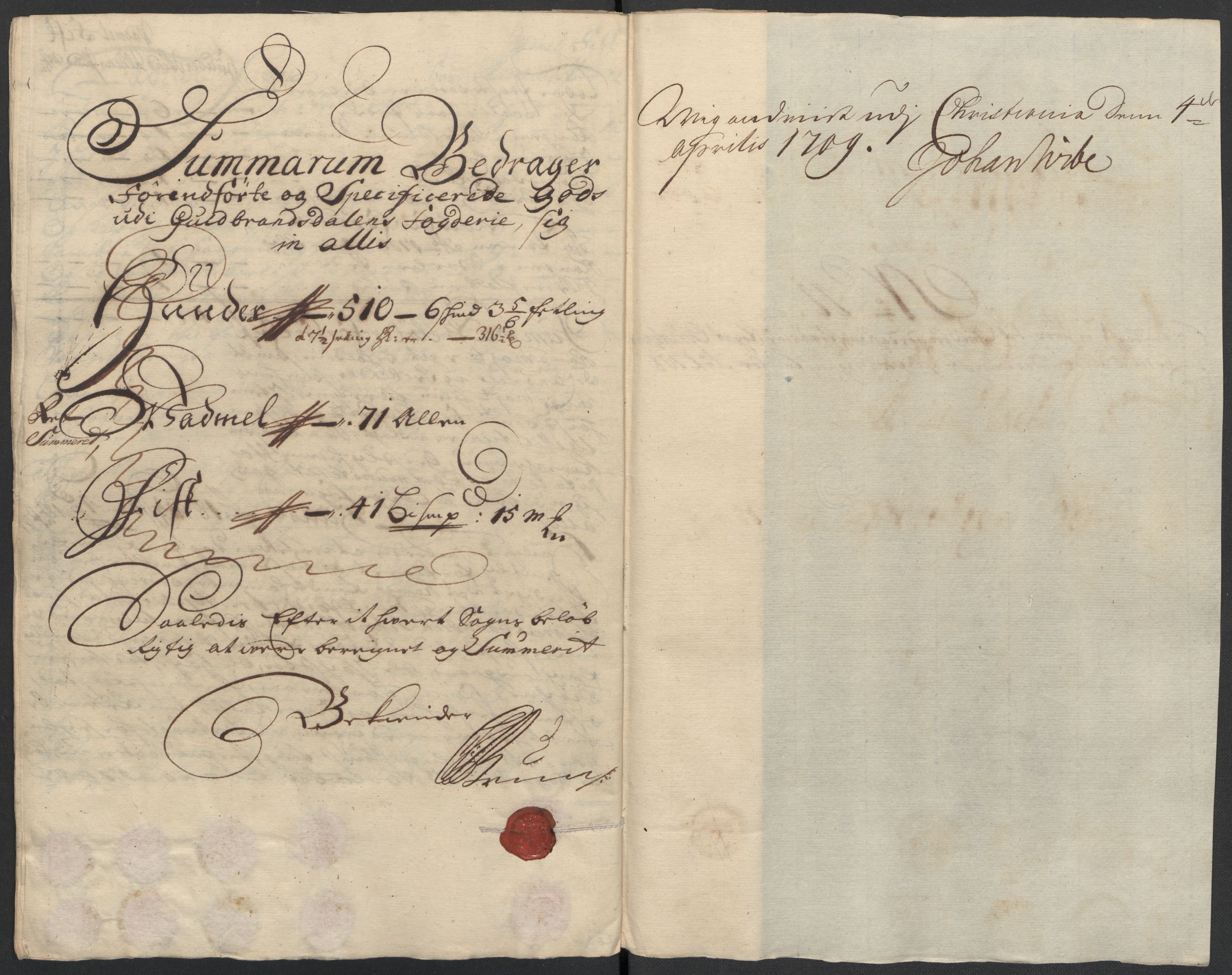 Rentekammeret inntil 1814, Reviderte regnskaper, Fogderegnskap, RA/EA-4092/R17/L1179: Fogderegnskap Gudbrandsdal, 1708-1710, p. 104
