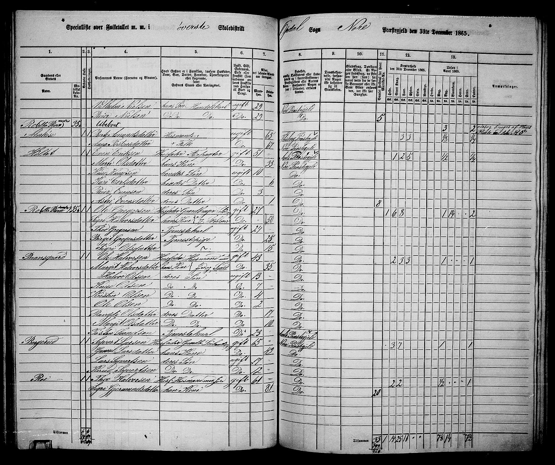 RA, 1865 census for Nore, 1865, p. 135