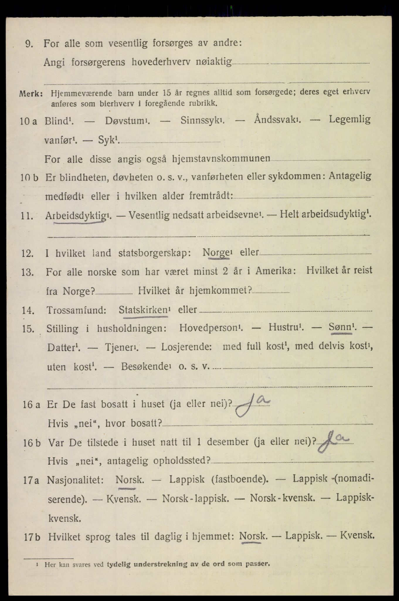 SAT, 1920 census for Gimsøy, 1920, p. 2528