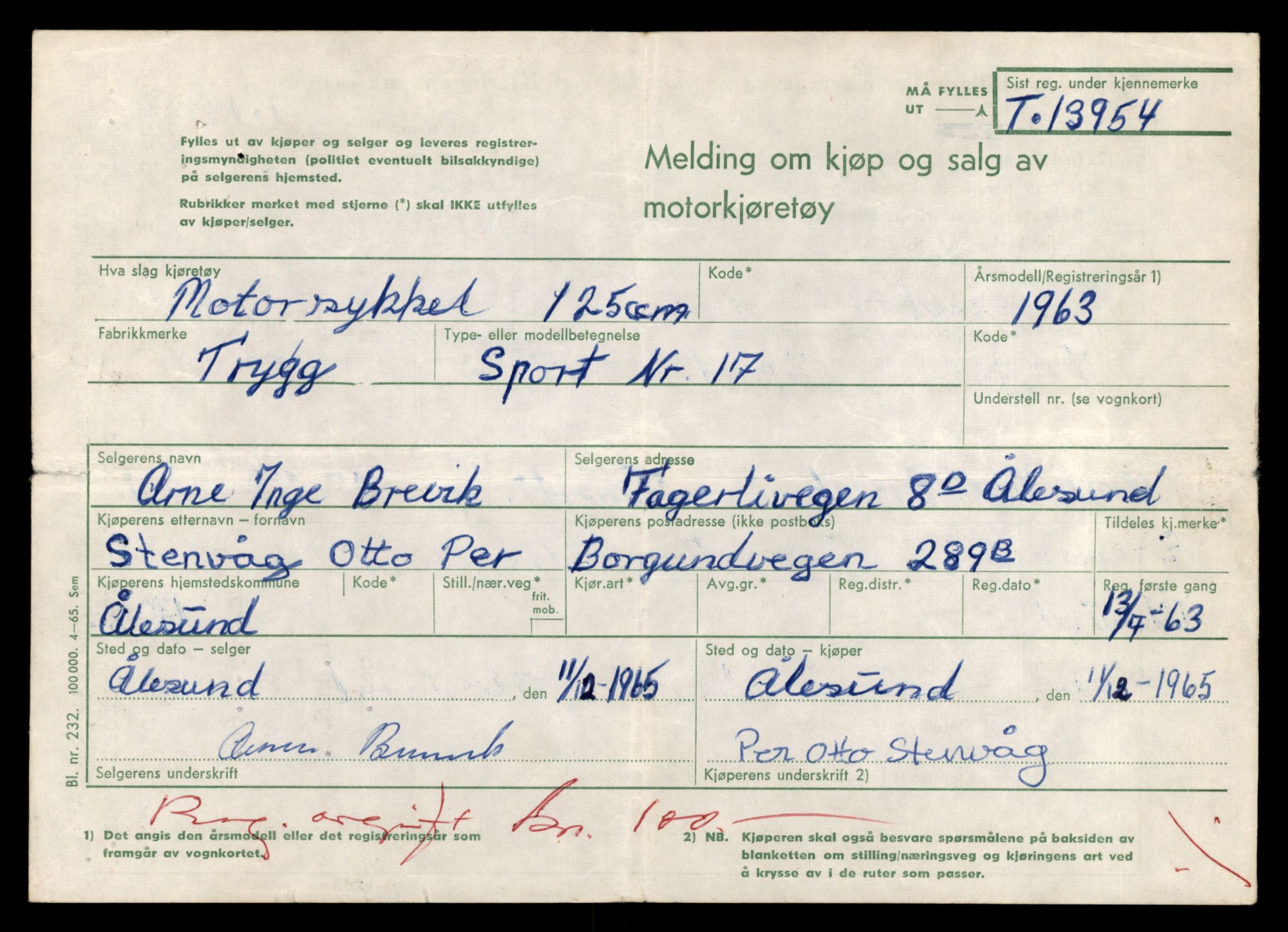 Møre og Romsdal vegkontor - Ålesund trafikkstasjon, AV/SAT-A-4099/F/Fe/L0042: Registreringskort for kjøretøy T 13906 - T 14079, 1927-1998, p. 839