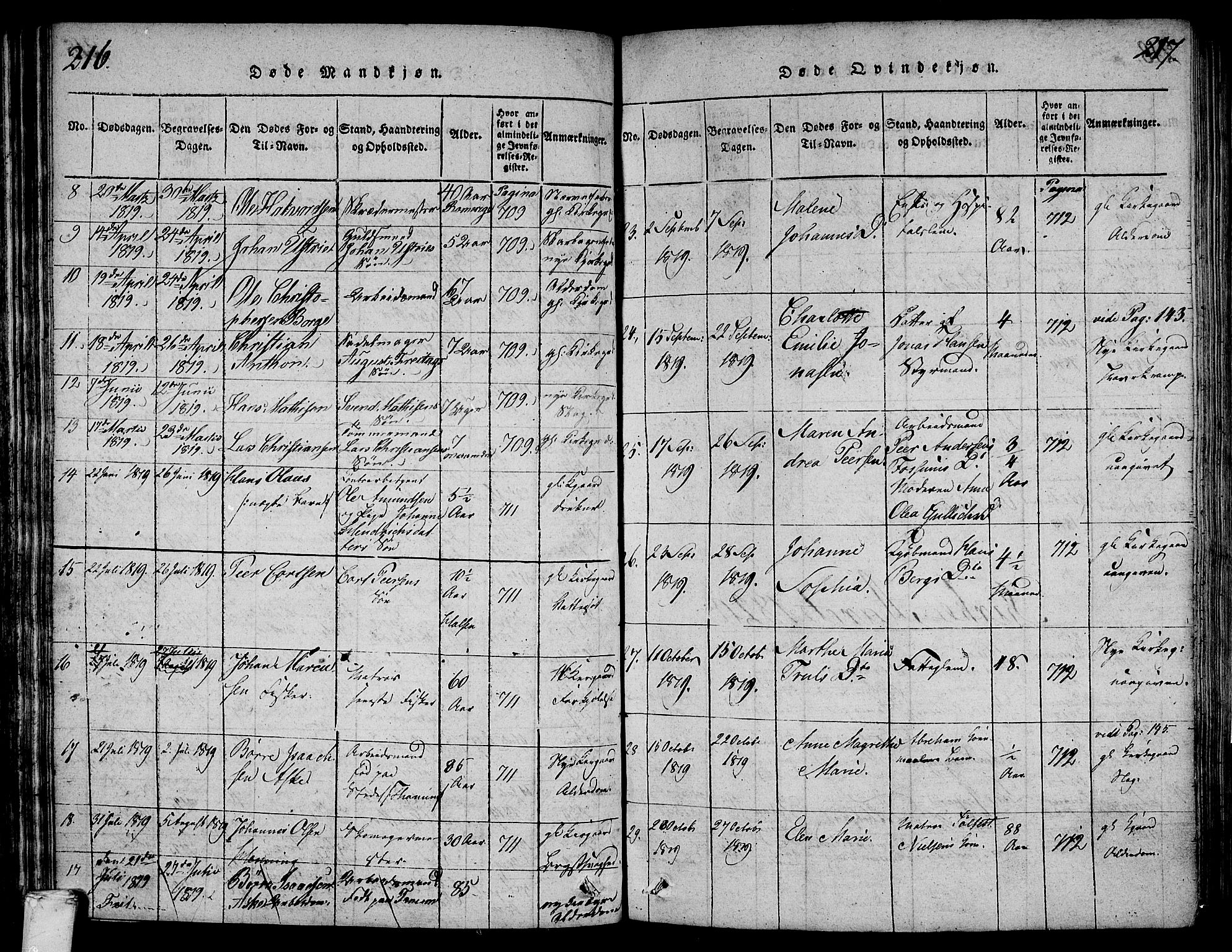 Larvik kirkebøker, AV/SAKO-A-352/F/Fa/L0001: Parish register (official) no. I 1, 1814-1825, p. 216-217