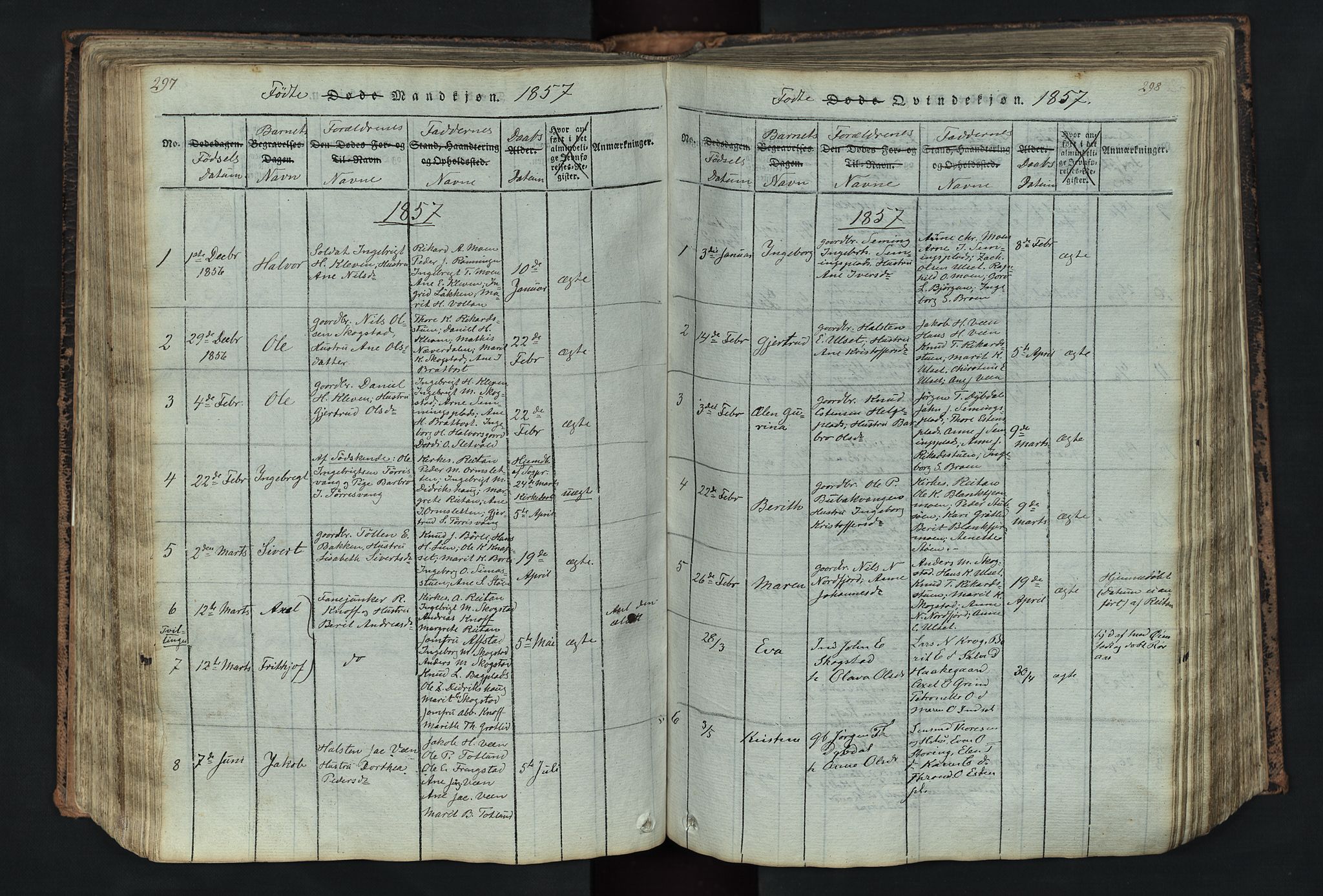 Kvikne prestekontor, SAH/PREST-064/H/Ha/Hab/L0001: Parish register (copy) no. 1, 1815-1895, p. 297-298