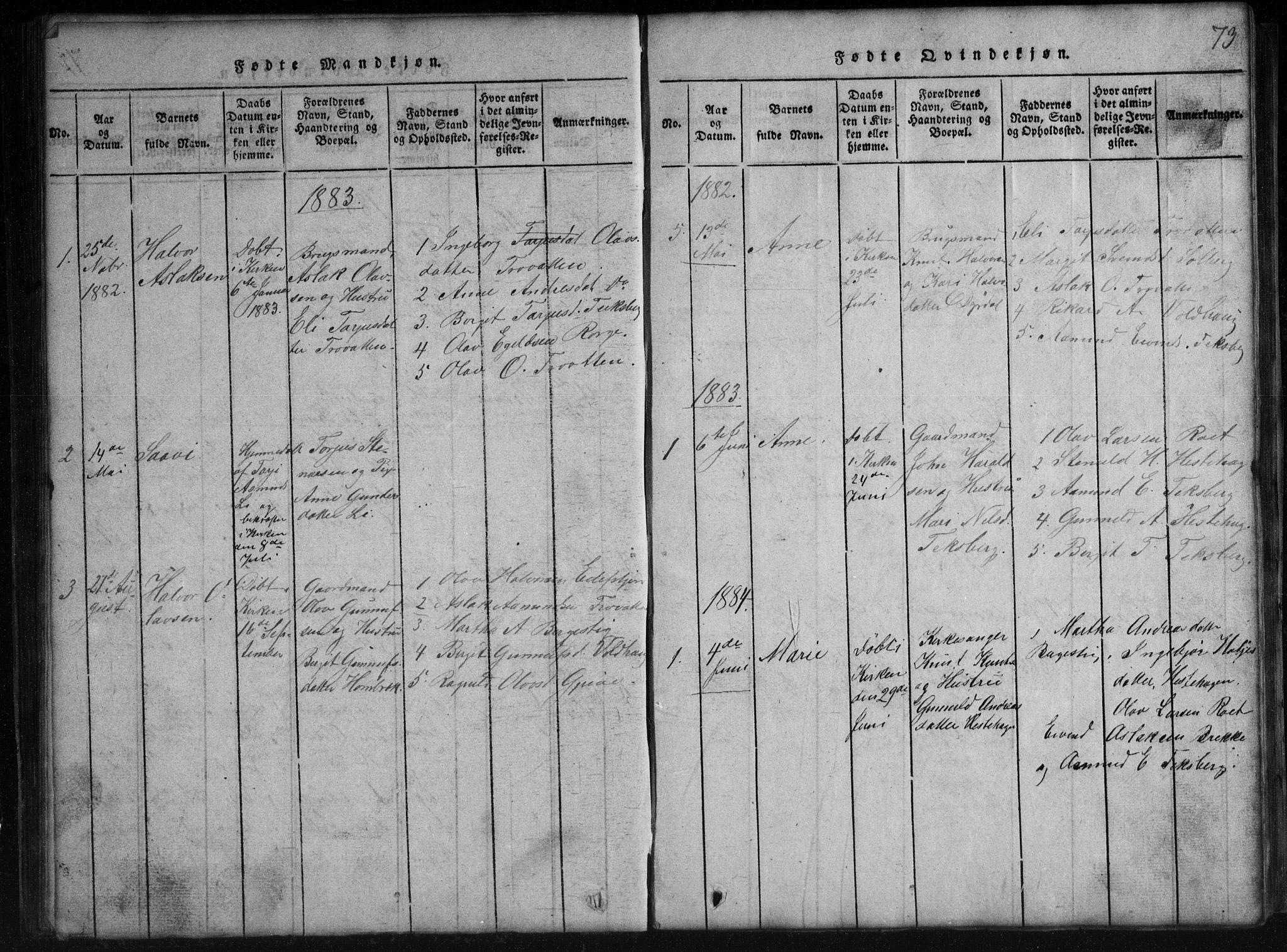 Rauland kirkebøker, SAKO/A-292/G/Gb/L0001: Parish register (copy) no. II 1, 1815-1886, p. 73