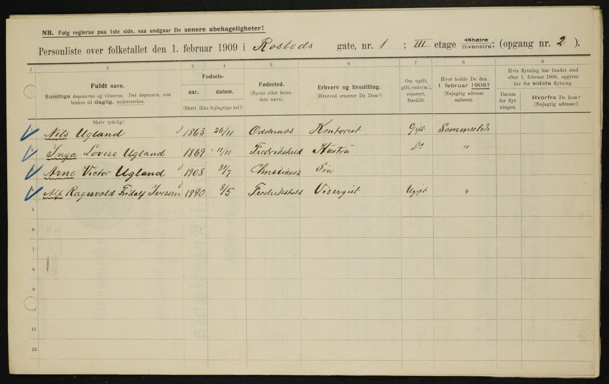 OBA, Municipal Census 1909 for Kristiania, 1909, p. 76298