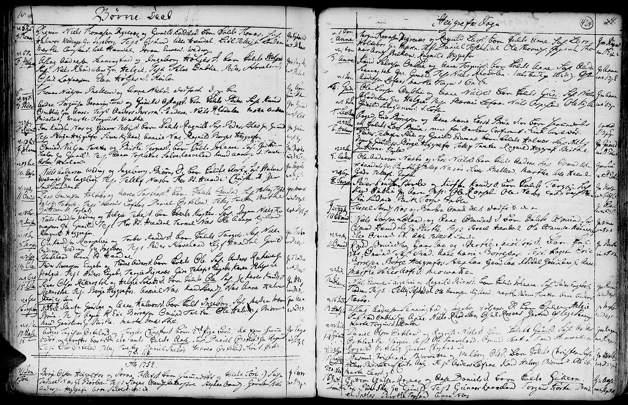 Hommedal sokneprestkontor, AV/SAK-1111-0023/F/Fa/Fab/L0002: Parish register (official) no. A 2 /3, 1740-1821, p. 424