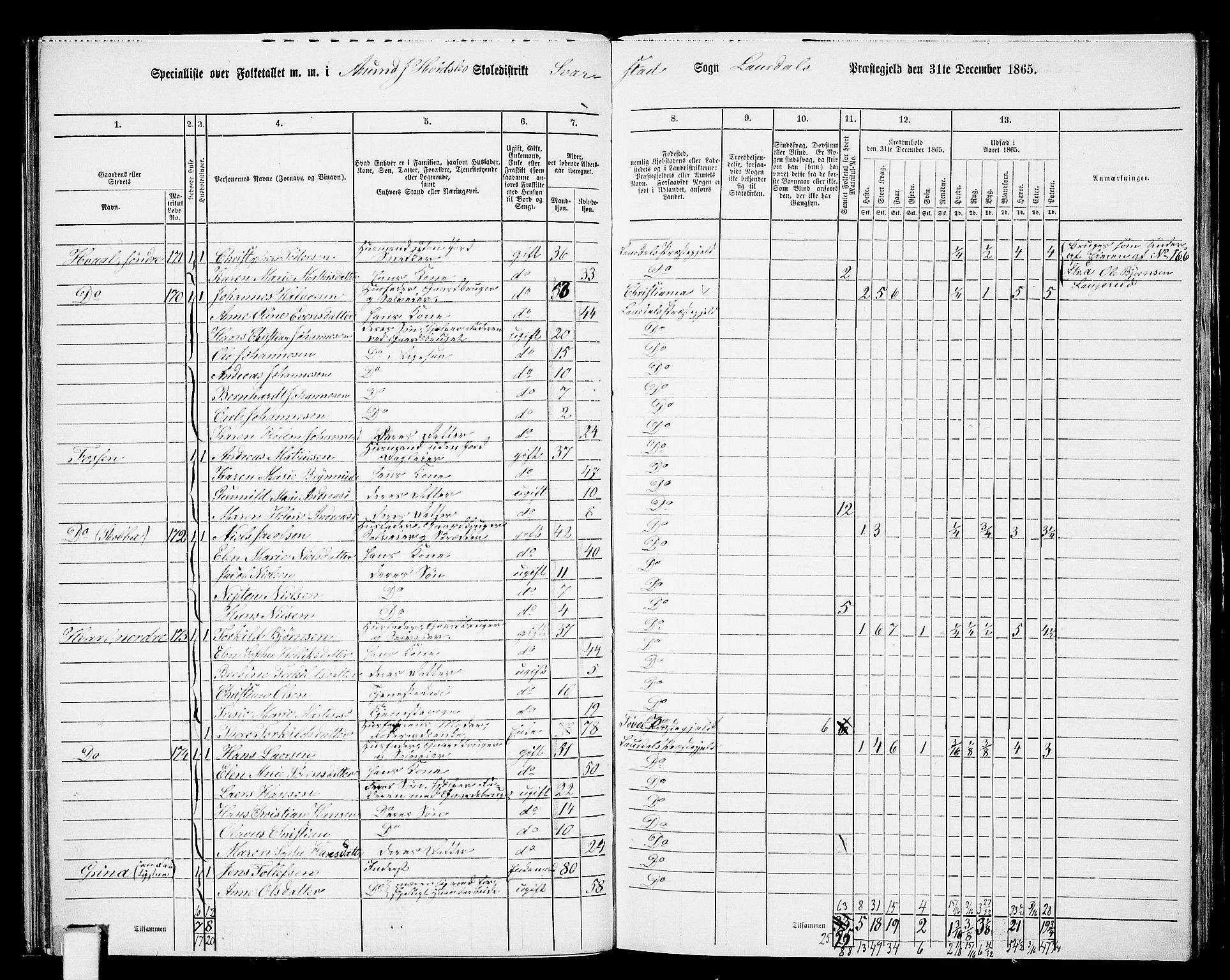 RA, 1865 census for Lardal, 1865, p. 52