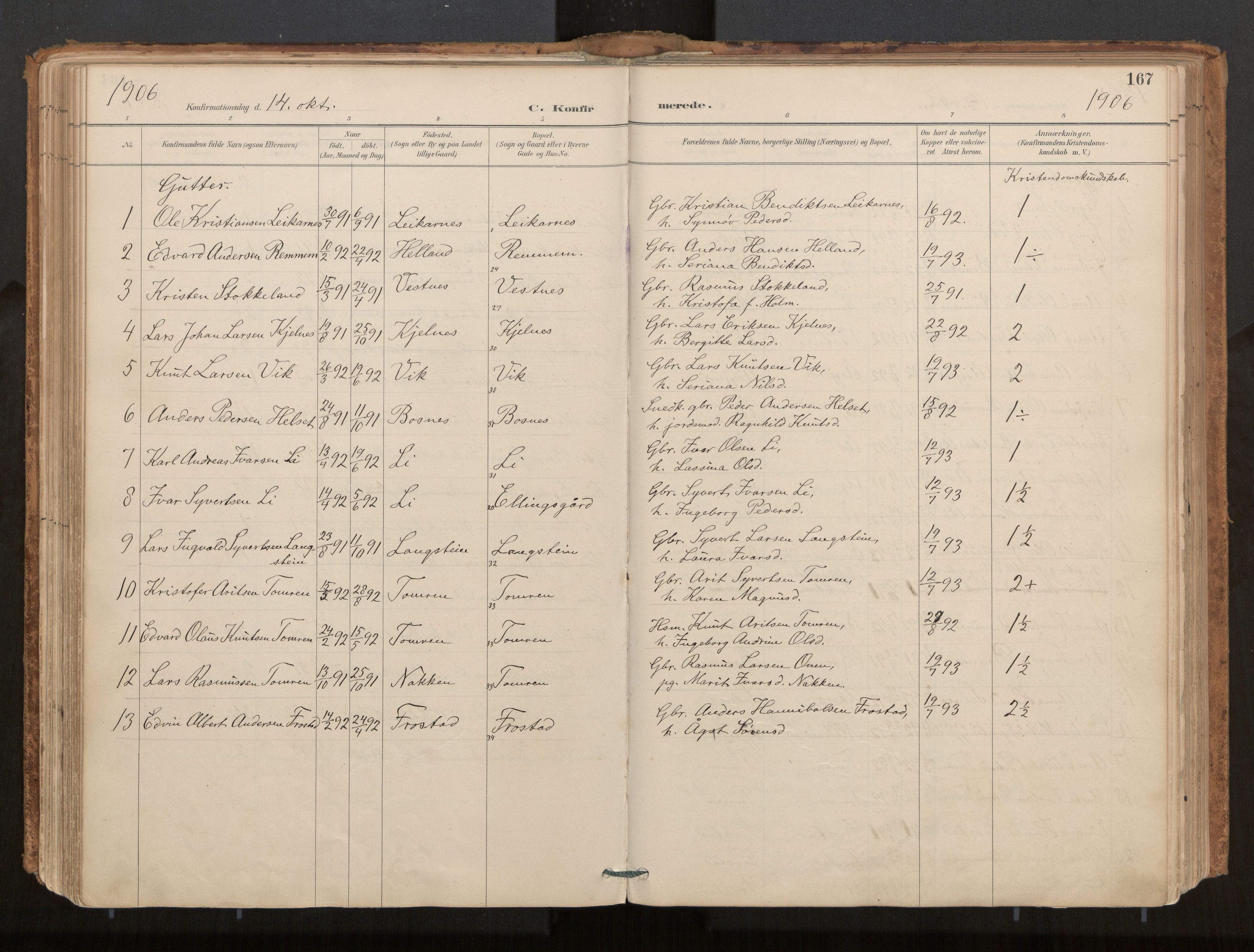 Ministerialprotokoller, klokkerbøker og fødselsregistre - Møre og Romsdal, AV/SAT-A-1454/539/L0531: Parish register (official) no. 539A04, 1887-1913, p. 167