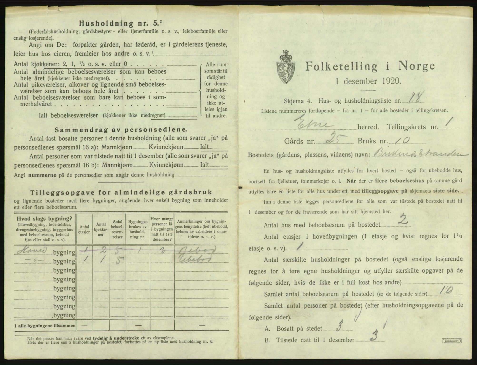 SAB, 1920 census for Etne, 1920, p. 73