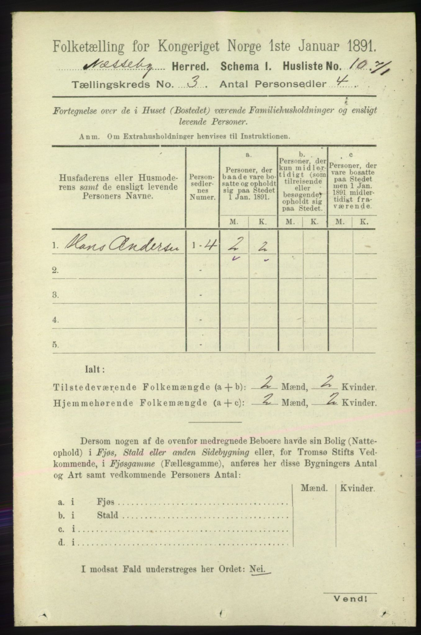 RA, 1891 census for 2027 Nesseby, 1891, p. 992