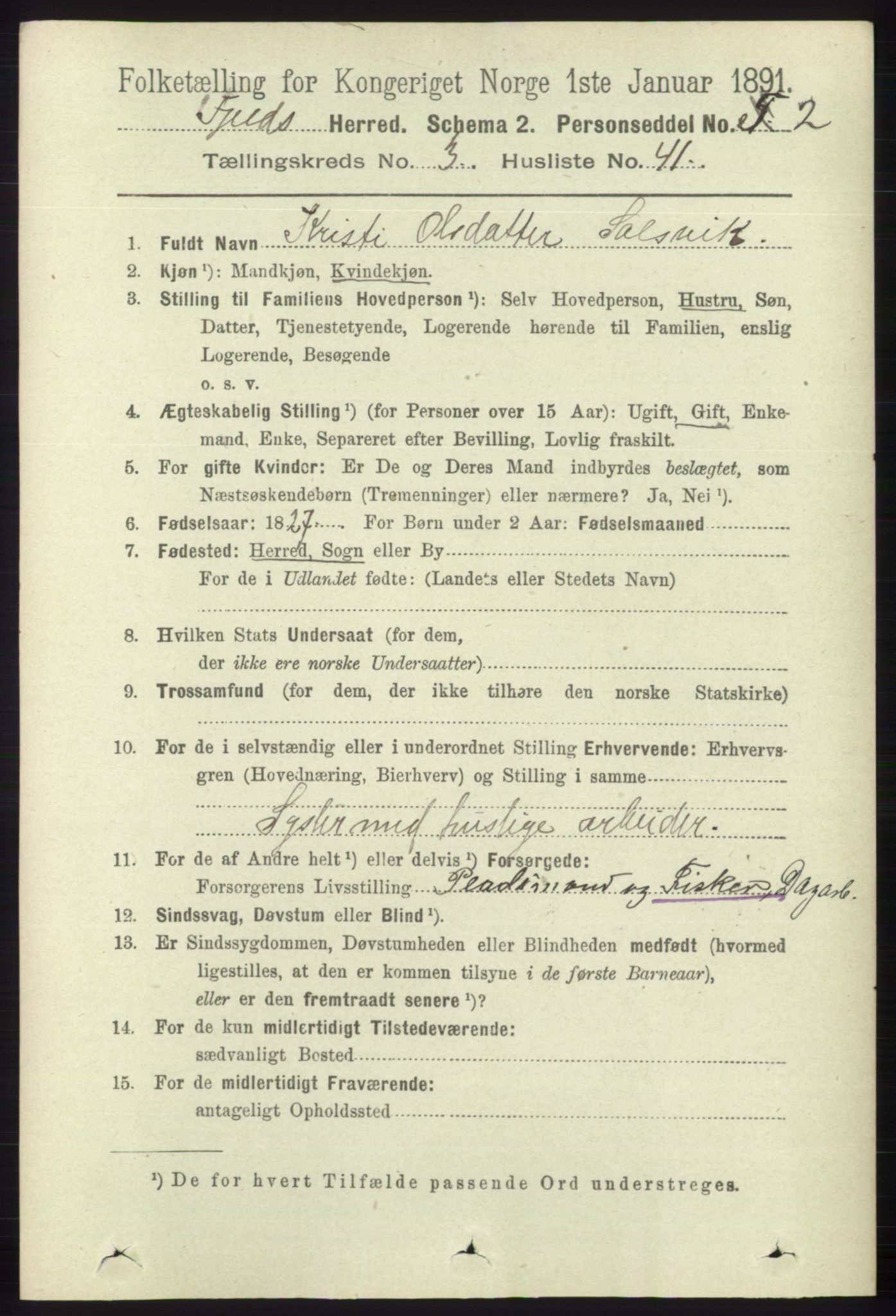 RA, 1891 census for 1246 Fjell, 1891, p. 1573