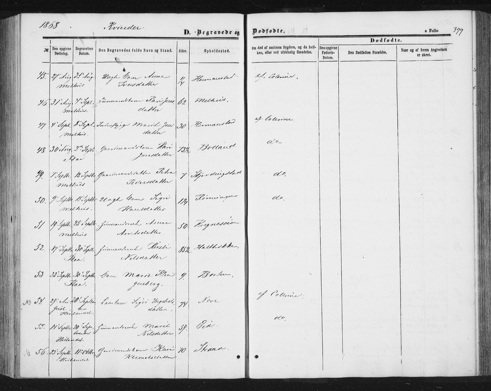 Ministerialprotokoller, klokkerbøker og fødselsregistre - Sør-Trøndelag, SAT/A-1456/691/L1077: Parish register (official) no. 691A09, 1862-1873, p. 399