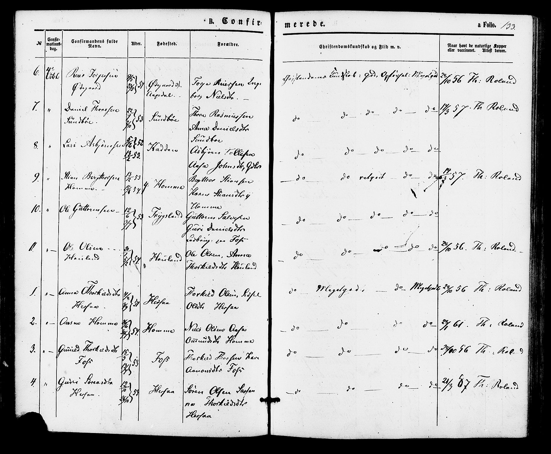 Bjelland sokneprestkontor, AV/SAK-1111-0005/F/Fa/Faa/L0003: Parish register (official) no. A 3, 1867-1887, p. 133