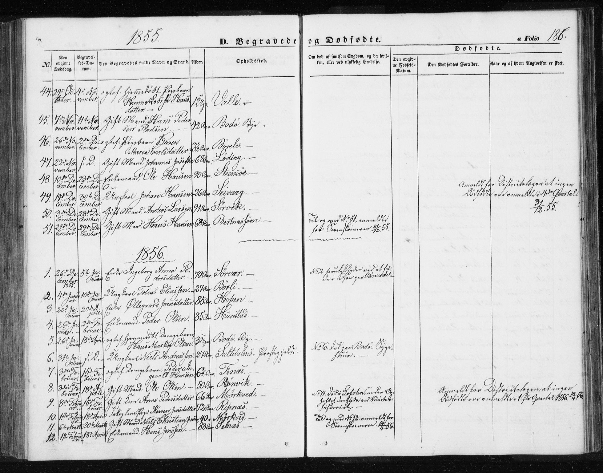 Ministerialprotokoller, klokkerbøker og fødselsregistre - Nordland, SAT/A-1459/801/L0028: Parish register (copy) no. 801C03, 1855-1867, p. 186