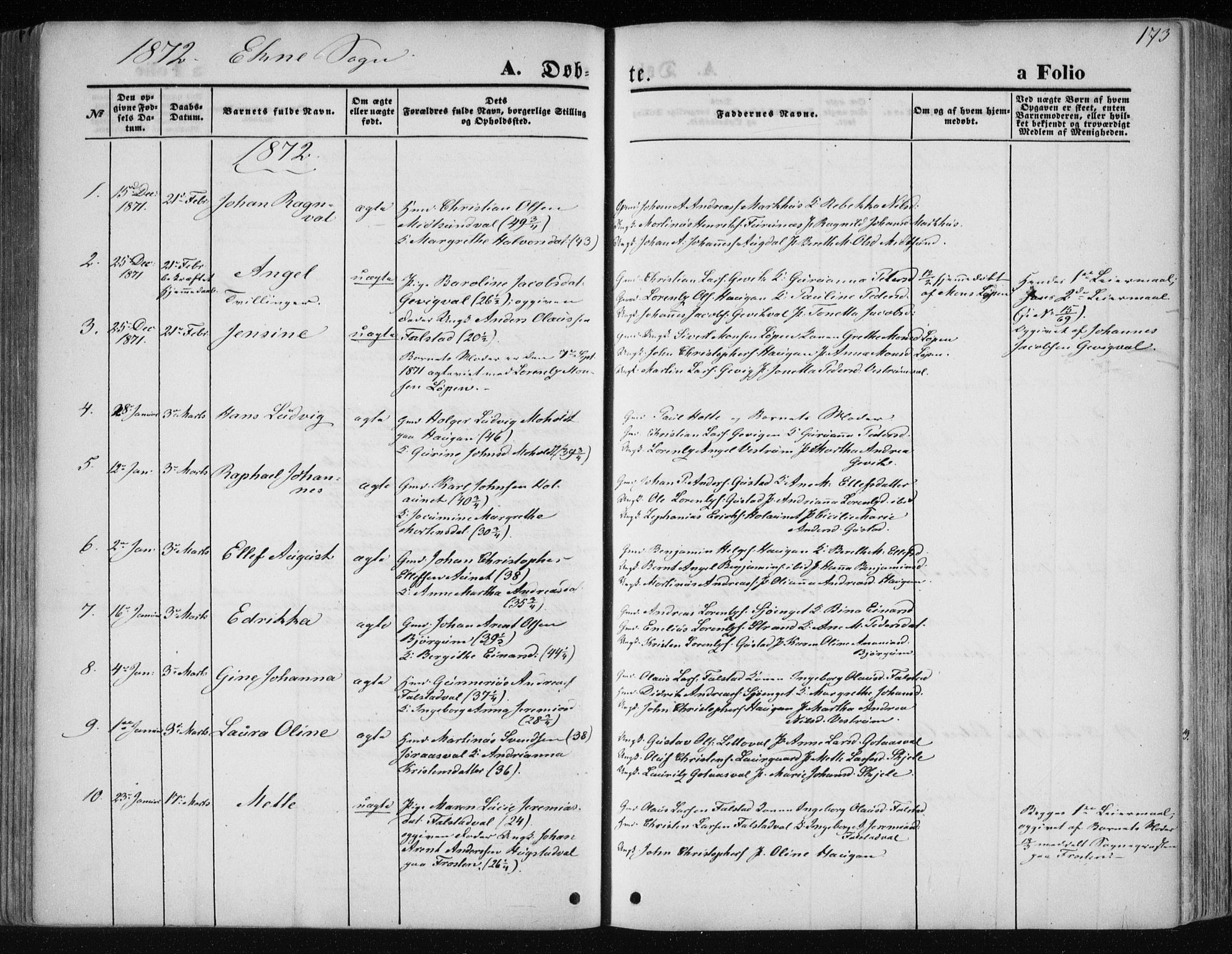Ministerialprotokoller, klokkerbøker og fødselsregistre - Nord-Trøndelag, SAT/A-1458/717/L0158: Parish register (official) no. 717A08 /2, 1863-1877, p. 173